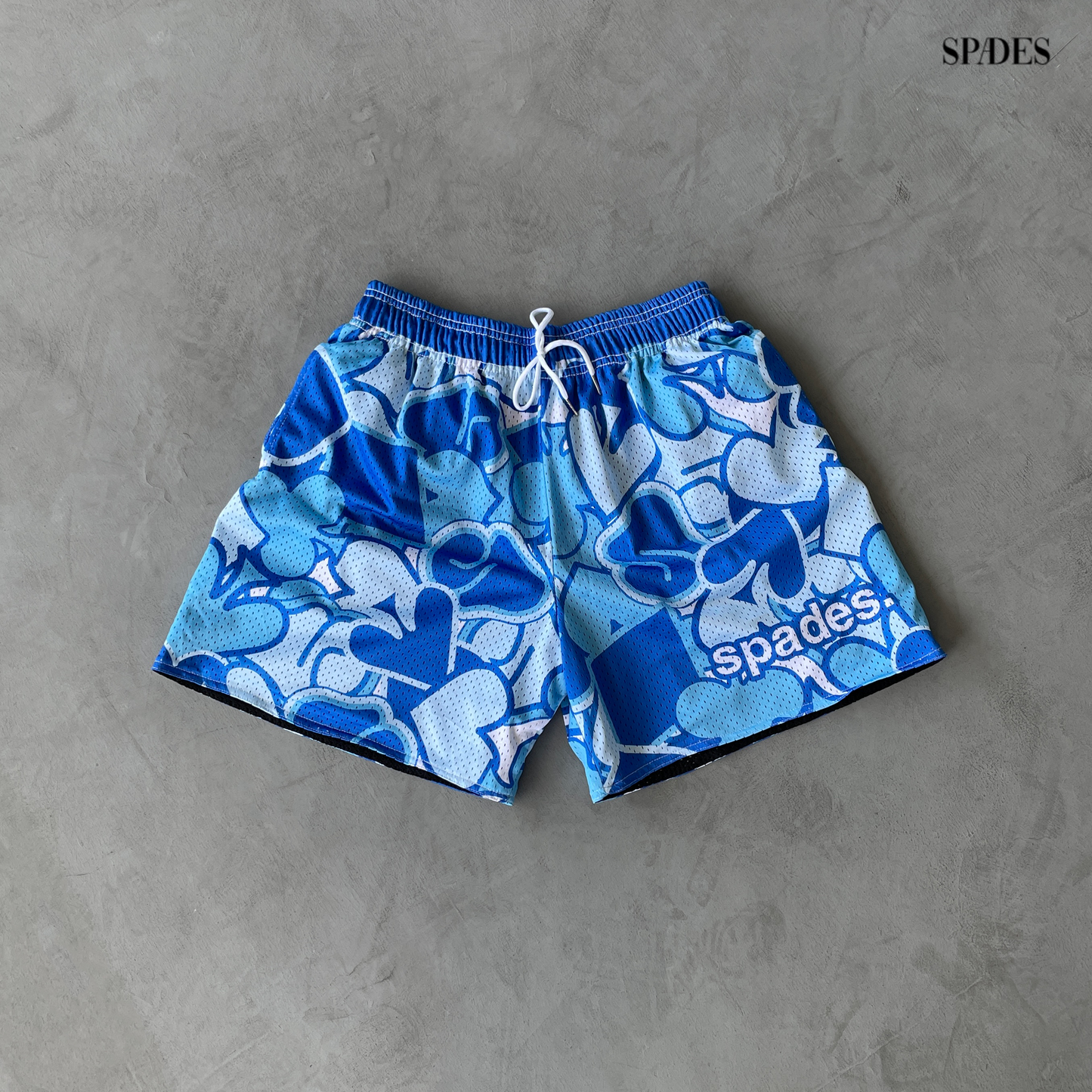 Spades Blue Clubs Slate Mesh Shorts SPADES