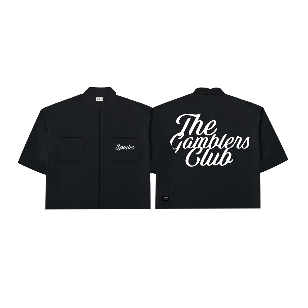 Gamblers Club Polo Boxy Crop Black French Terry – Spades USA