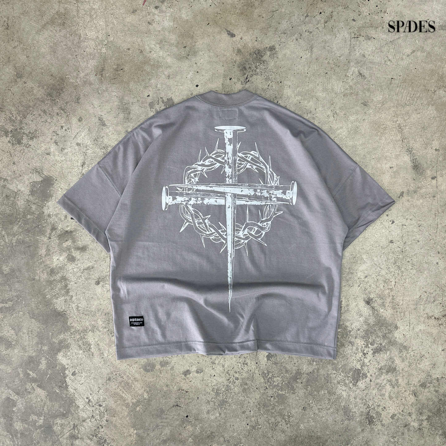 Thorn and Grace Boxy Crop Tee Gray SPADES