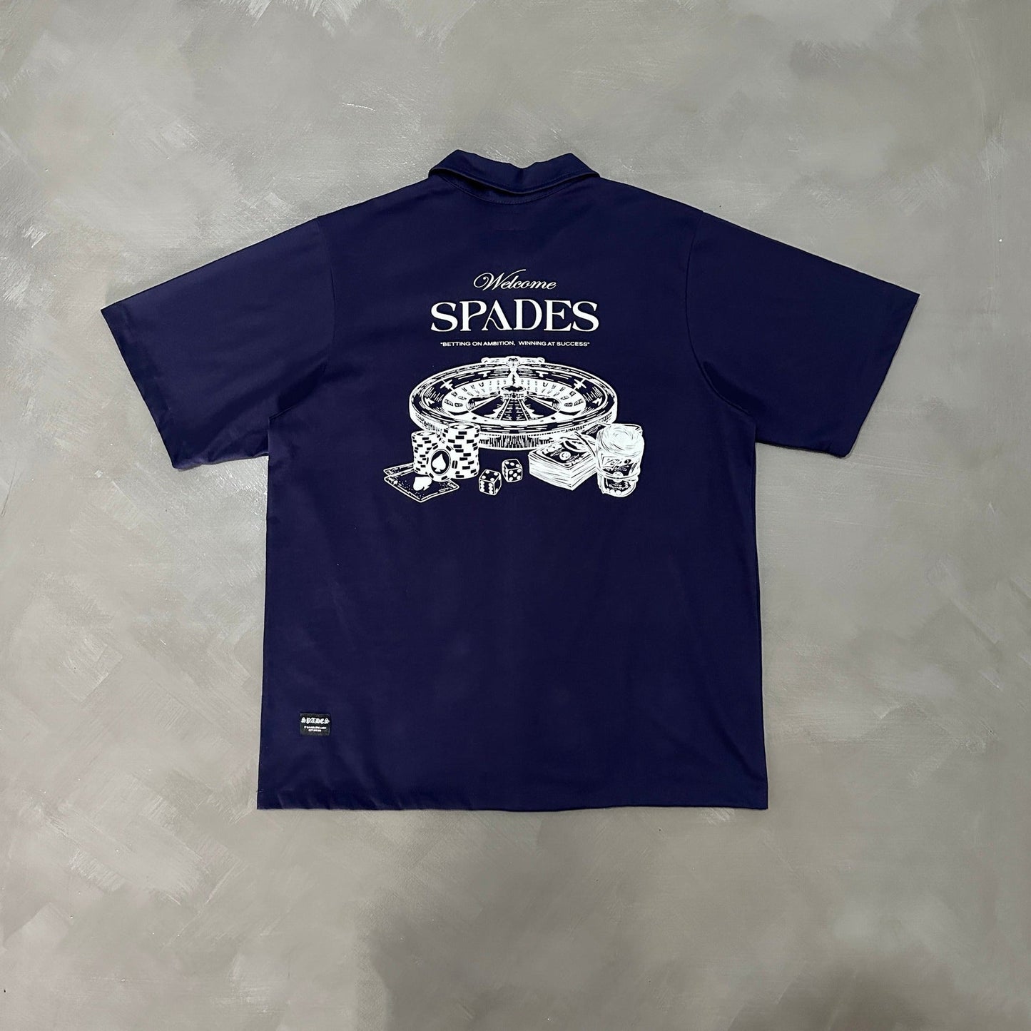Spades Quarter Zip Polo Welcome Gamblers Navy Blue SPADES