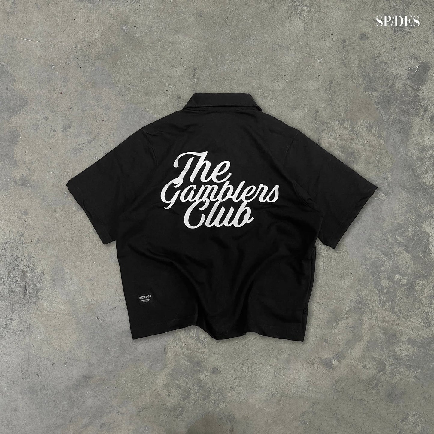 Gamblers Club Polo Boxy Crop Black French Terry SPADES