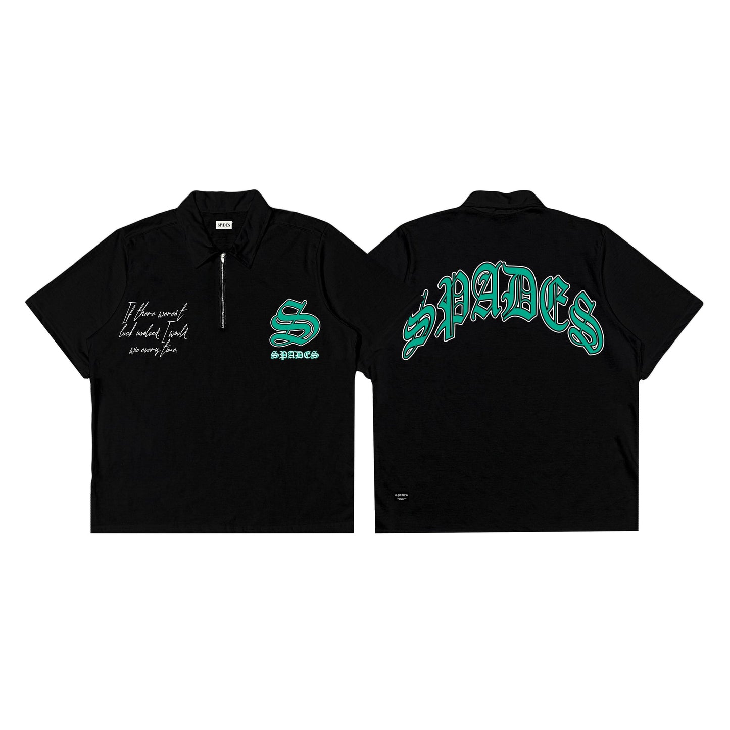Spades Quarter Zip Polo Bigger Wins Black SPADES
