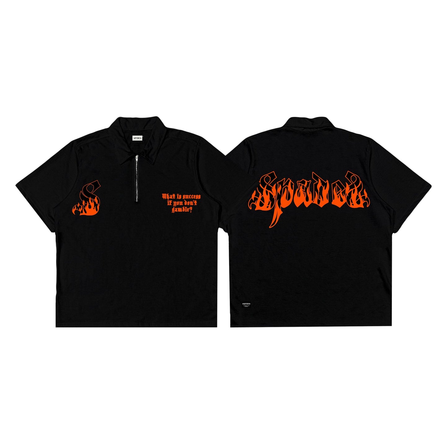 Spades Quarter Zip Polo Chasing Success Black SPADES