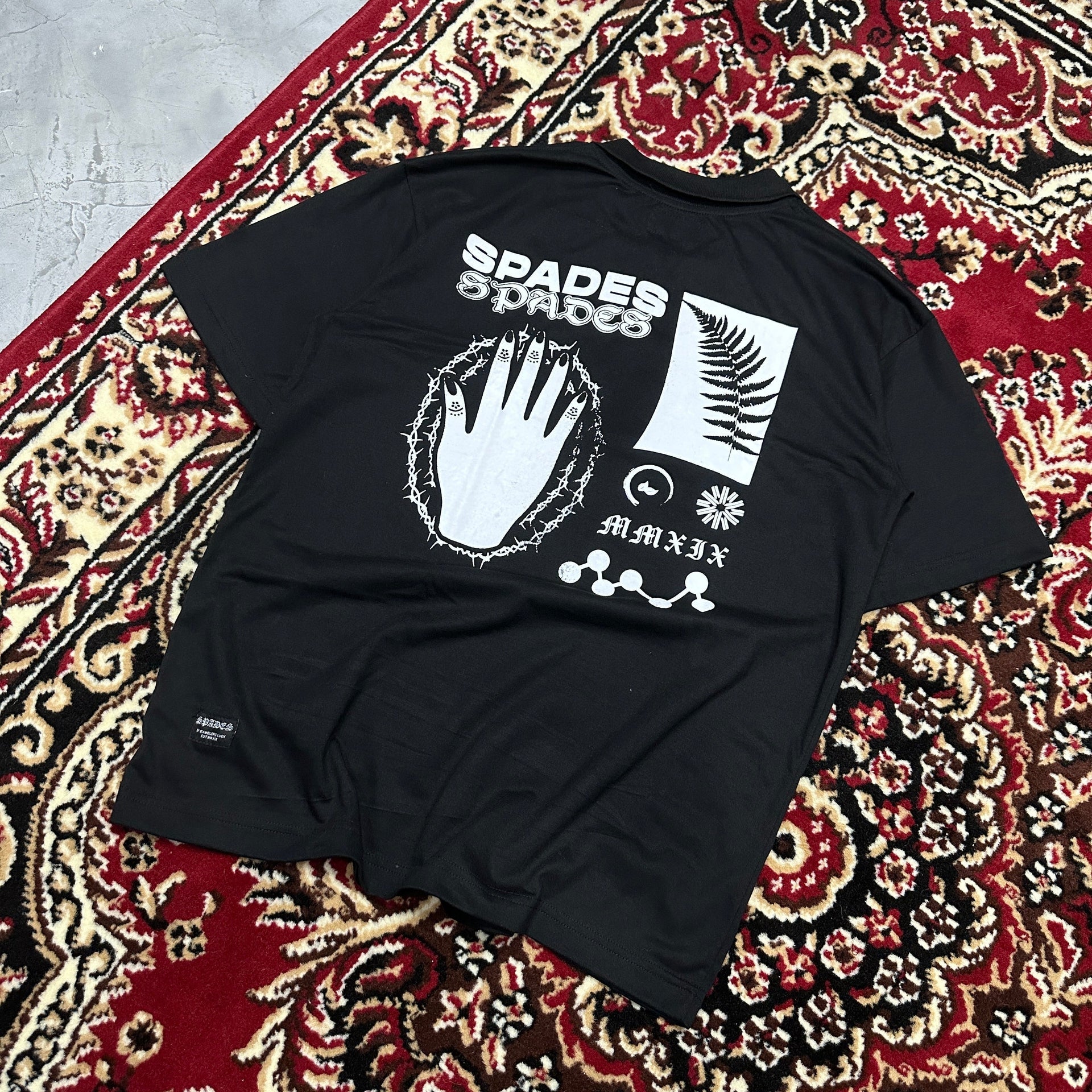 Spades Quarter Zip Polo Lucky Hands Black SPADES