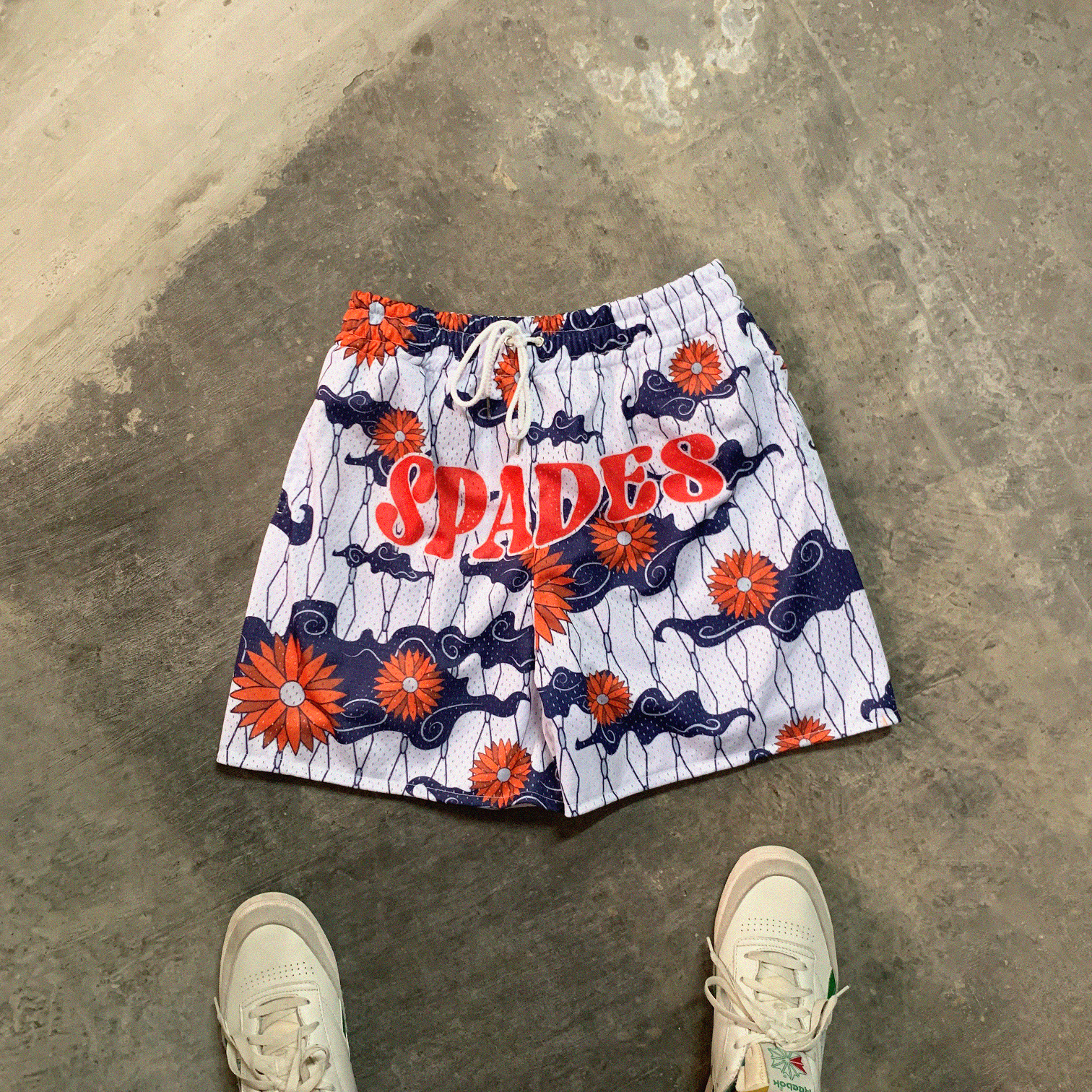 flower Clouds Mesh Shorts White SPADES