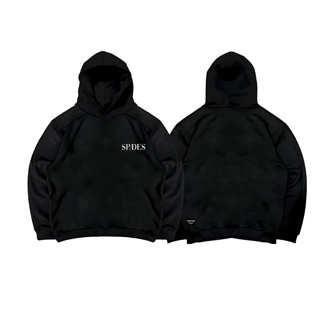 Spades Monochrome Embro Logo Boxy  Hoodie Black SPADES