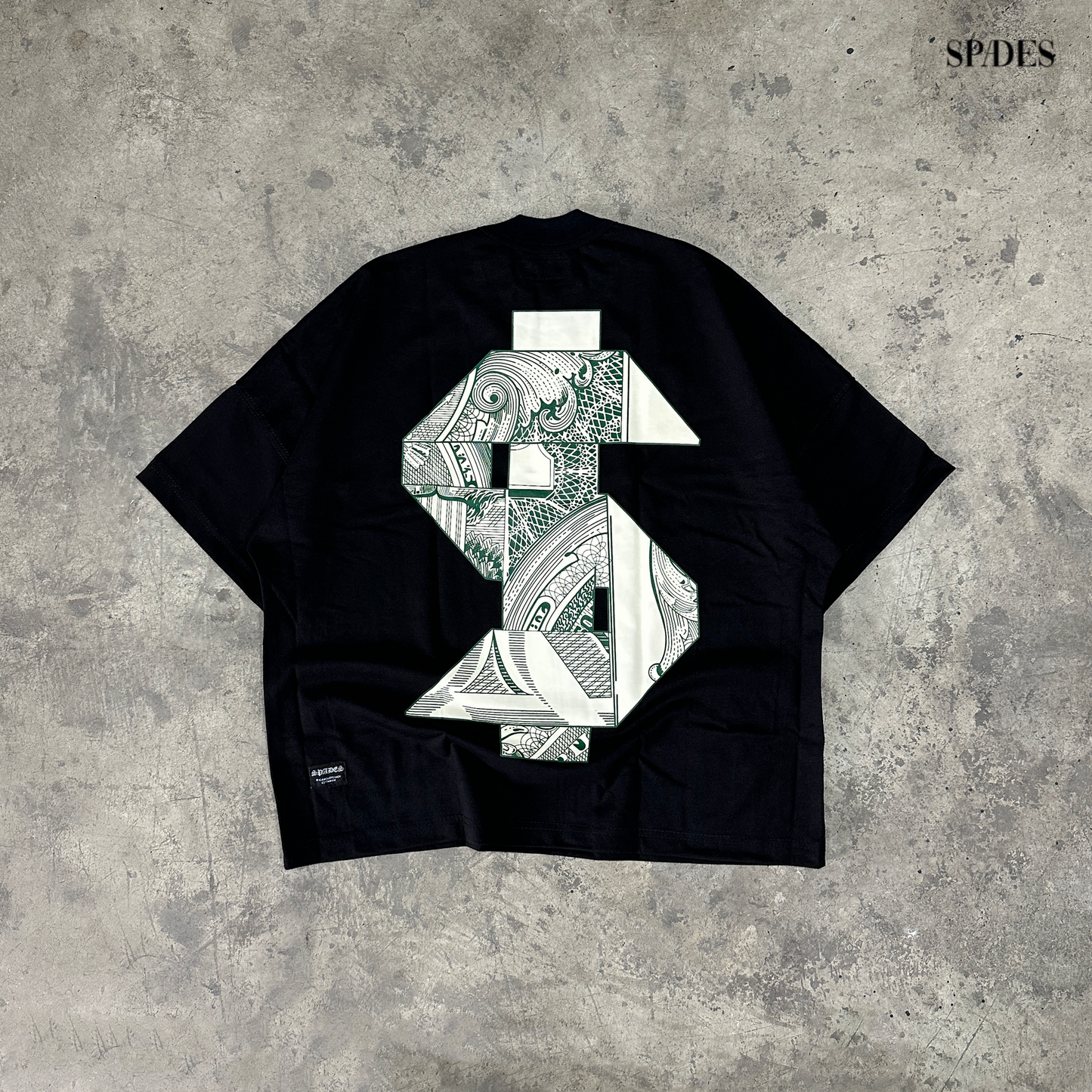 Cash Rules Boxy Crop Tee Black SPADES