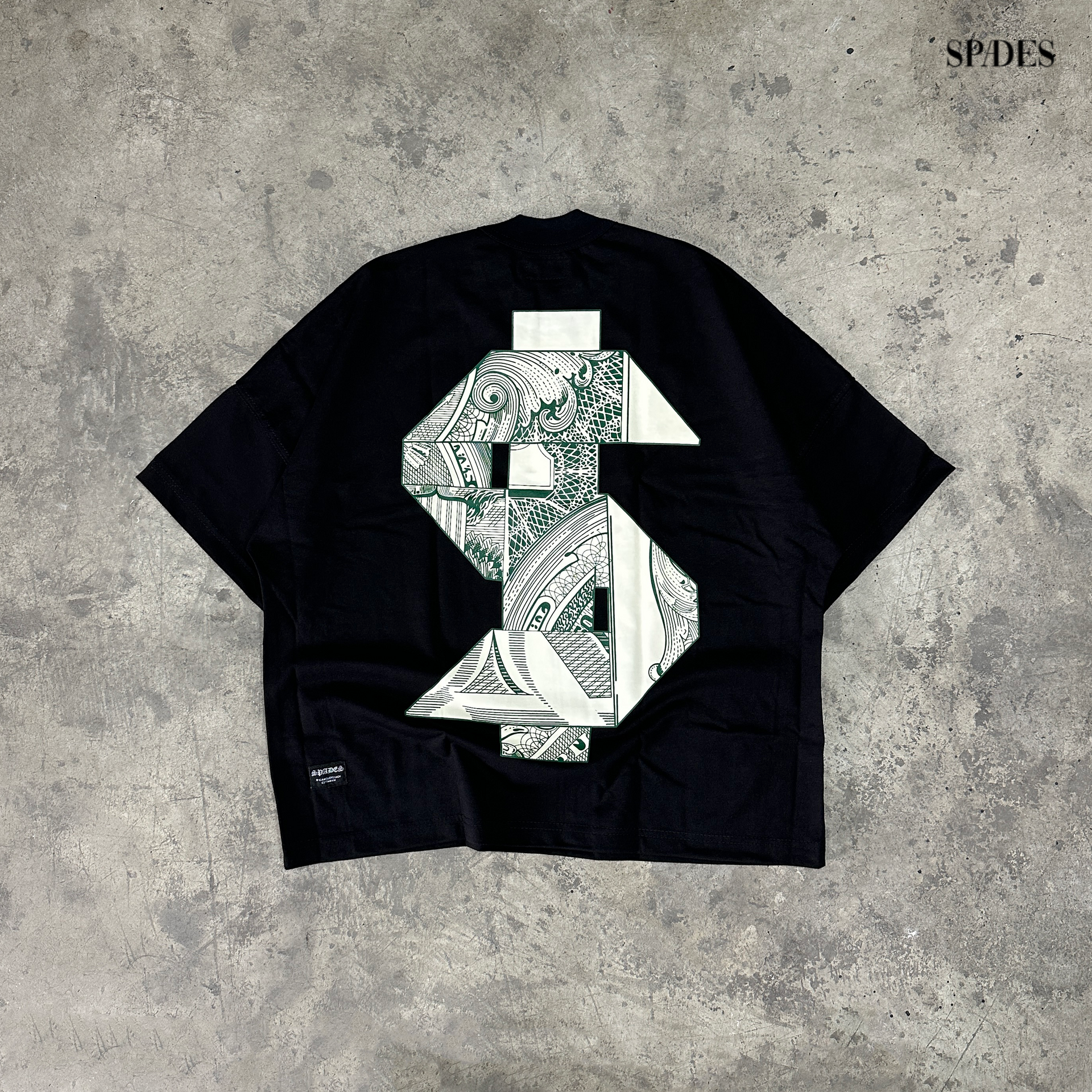Cash Rules Boxy Crop Tee Black SPADES