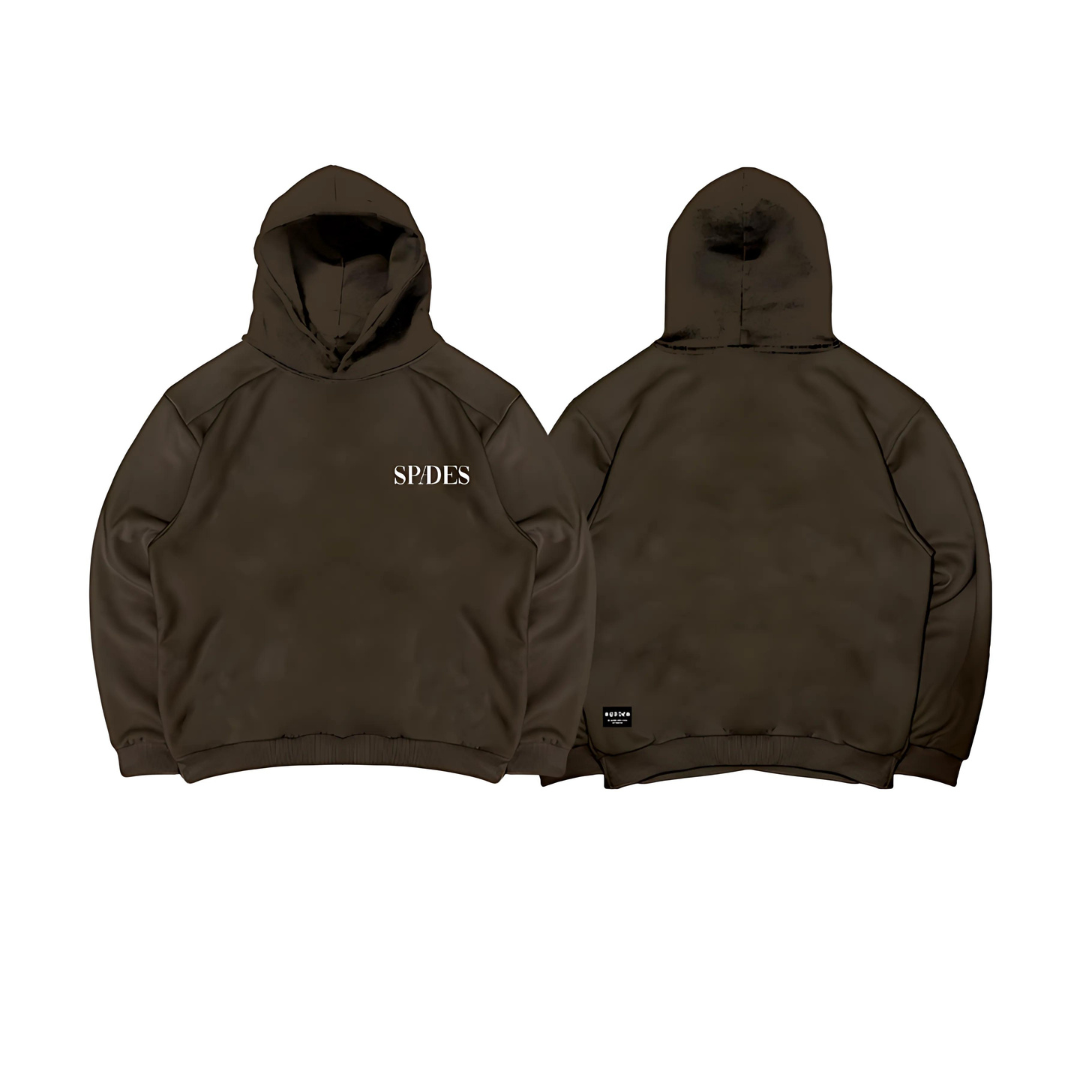 Spades Monochrome Embro Logo Boxy  Hoodie Choco Brown SPADES