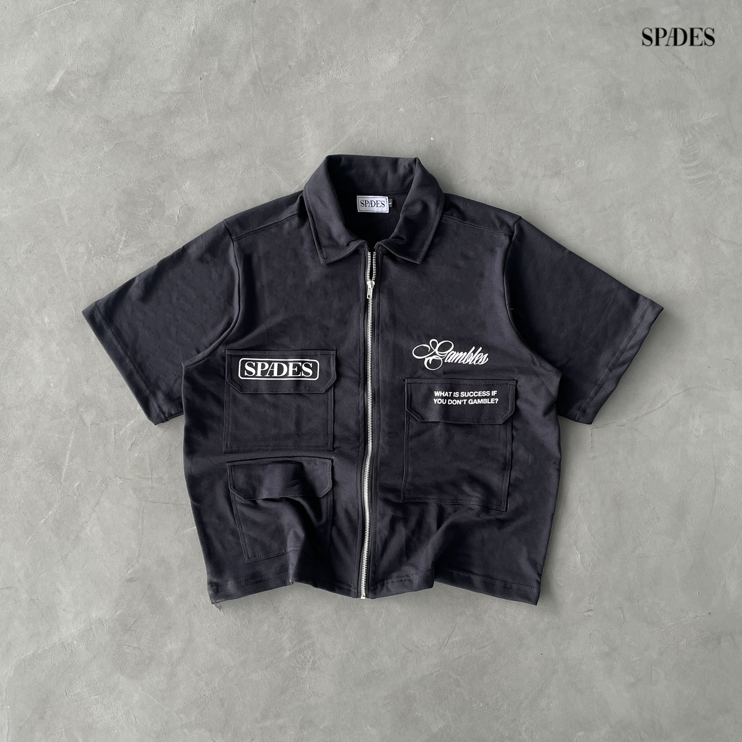 Spades High Stakes Utility Full Zip Polo