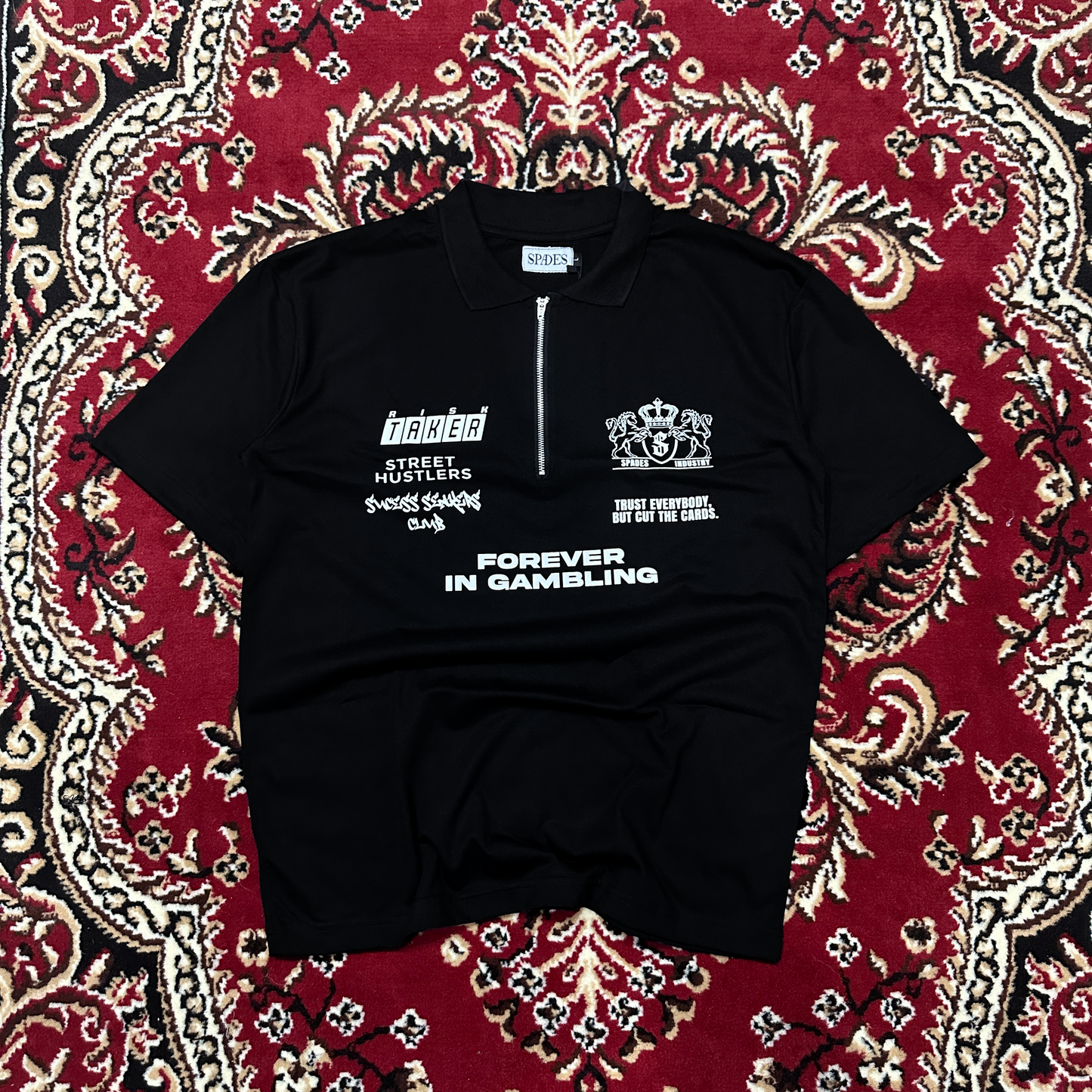 Spades Quarter Zip Polo Forever in Gambling Black SPADES