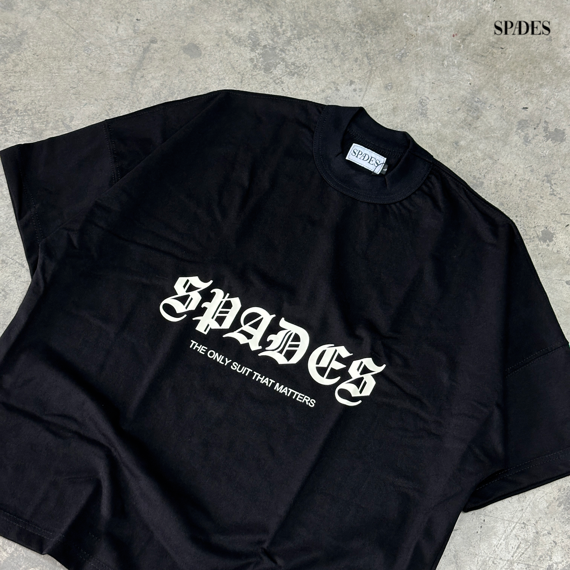 Cash Rules Boxy Crop Tee Black SPADES
