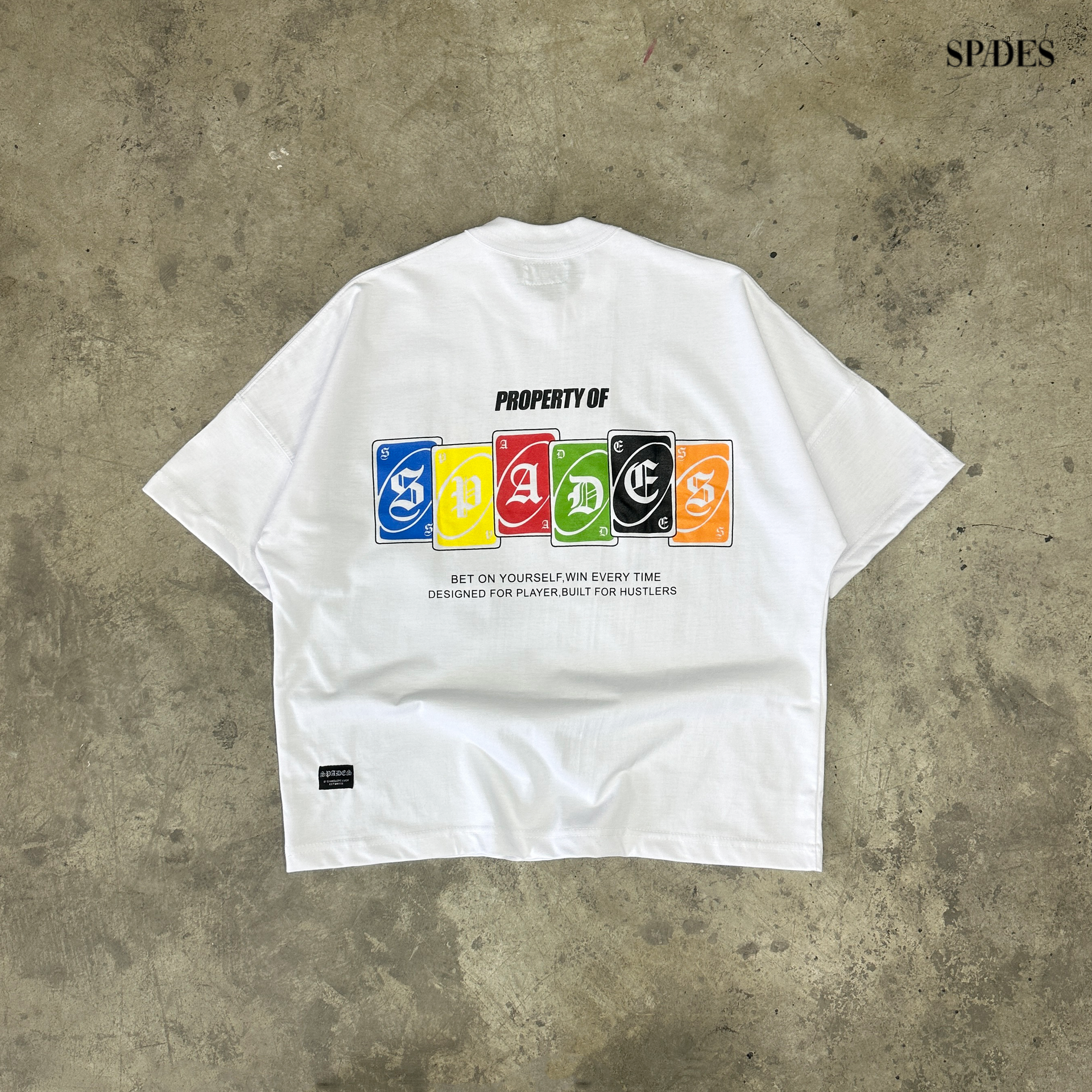 Play to Win Boxy Crop Tee White SPADES