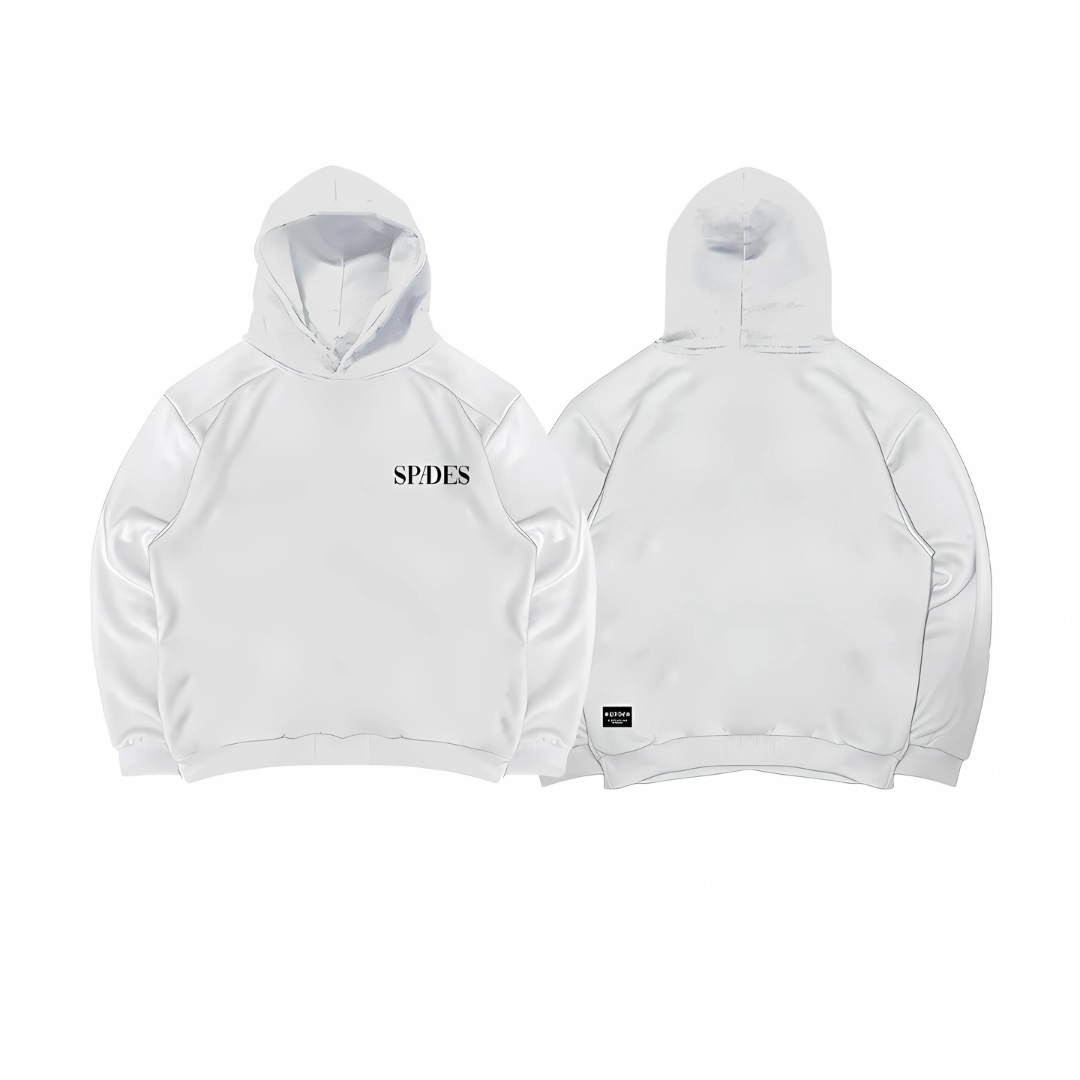 Spades Monochrome Embro Logo Hoodie White SPADES