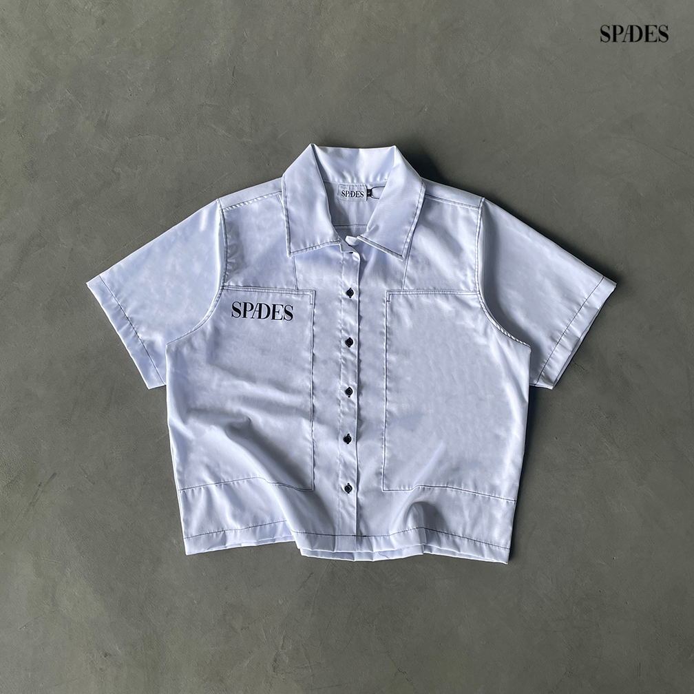Spades Street Utility Full Button Polo White SPADES