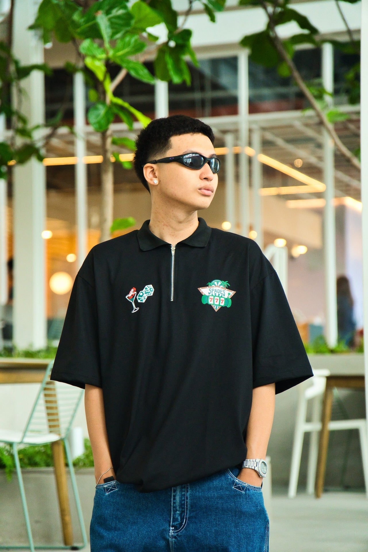 Spades Quarter Zip Polo 777 Black SPADES