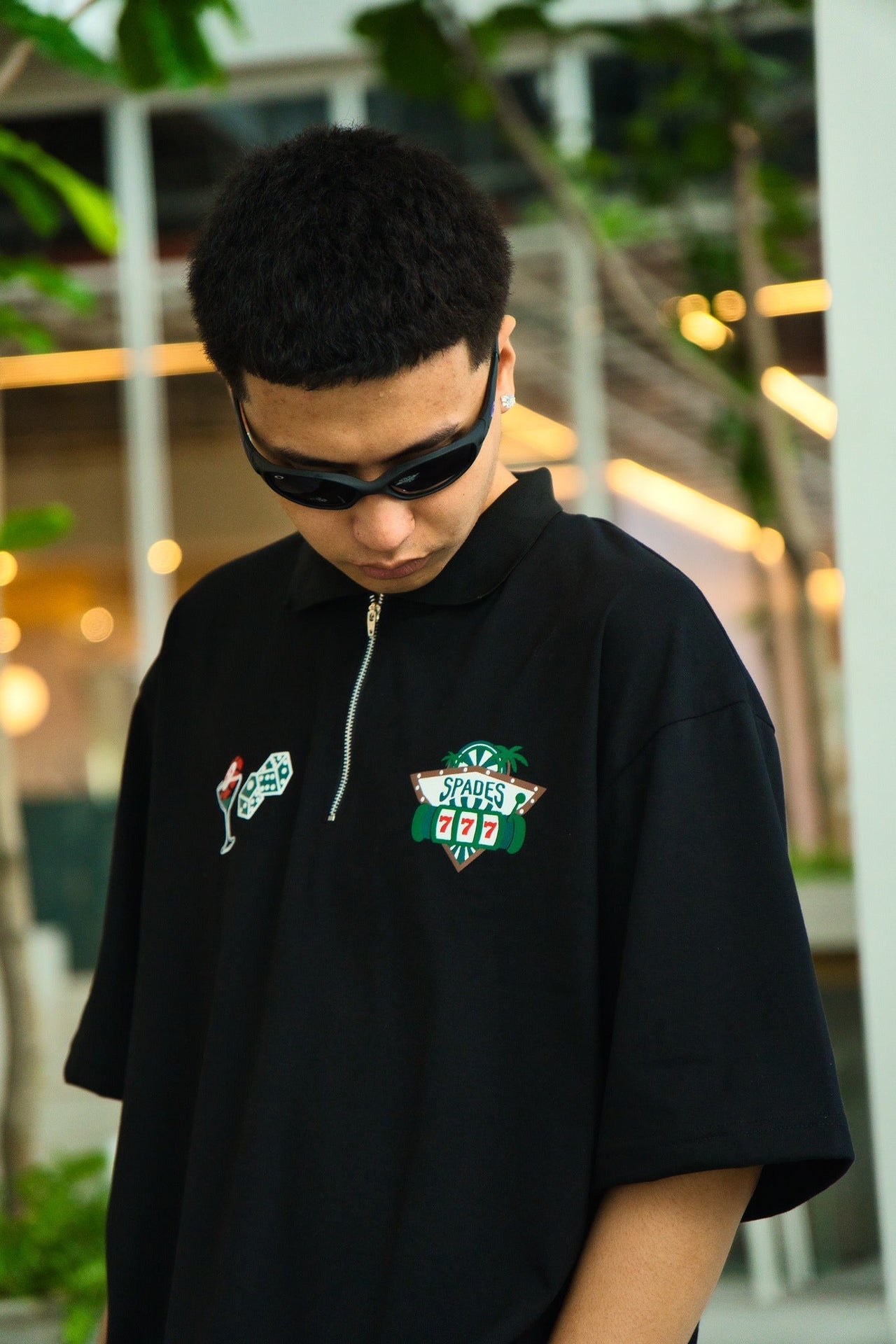 Spades Quarter Zip Polo 777 Black SPADES