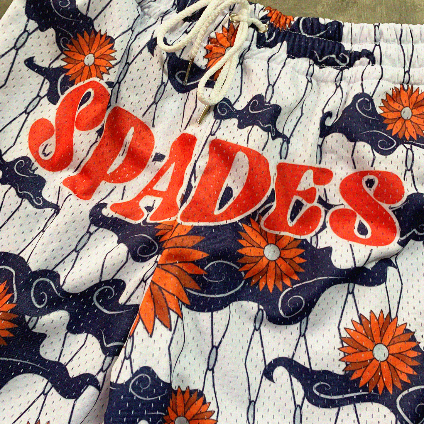 flower Clouds Mesh Shorts White SPADES