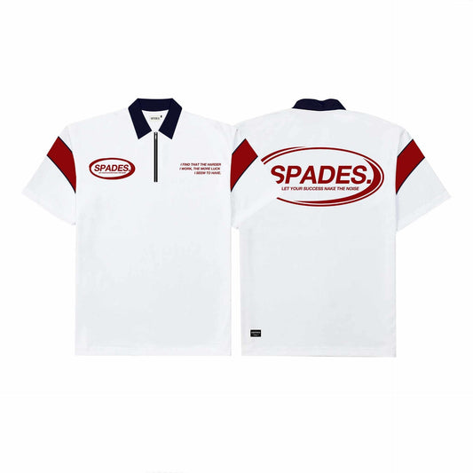 French Terry Quarter Zip Polo Box Tee Game Plan White SPADES