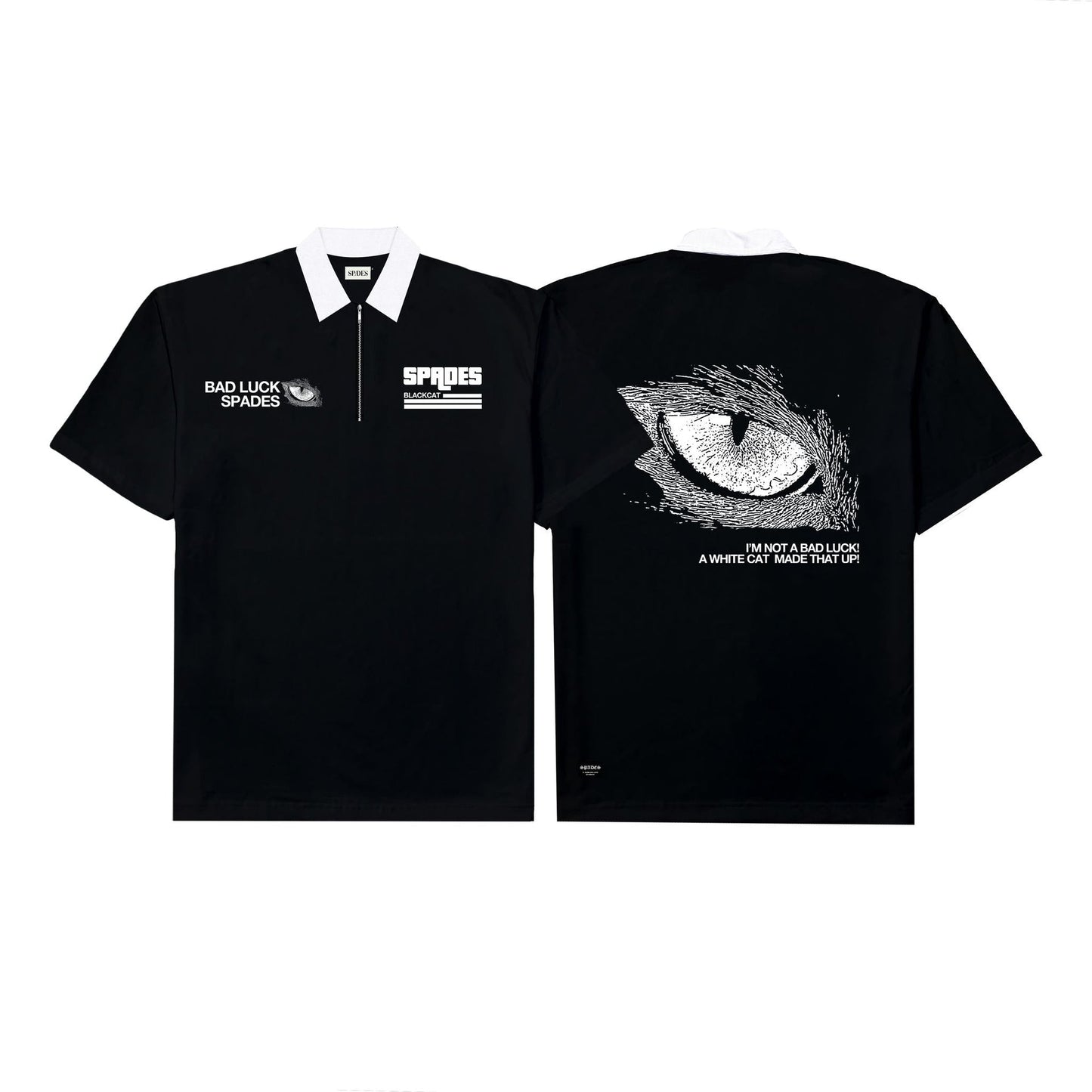French Terry Quarter Zip Polo Crop  Visionaries Black SPADES