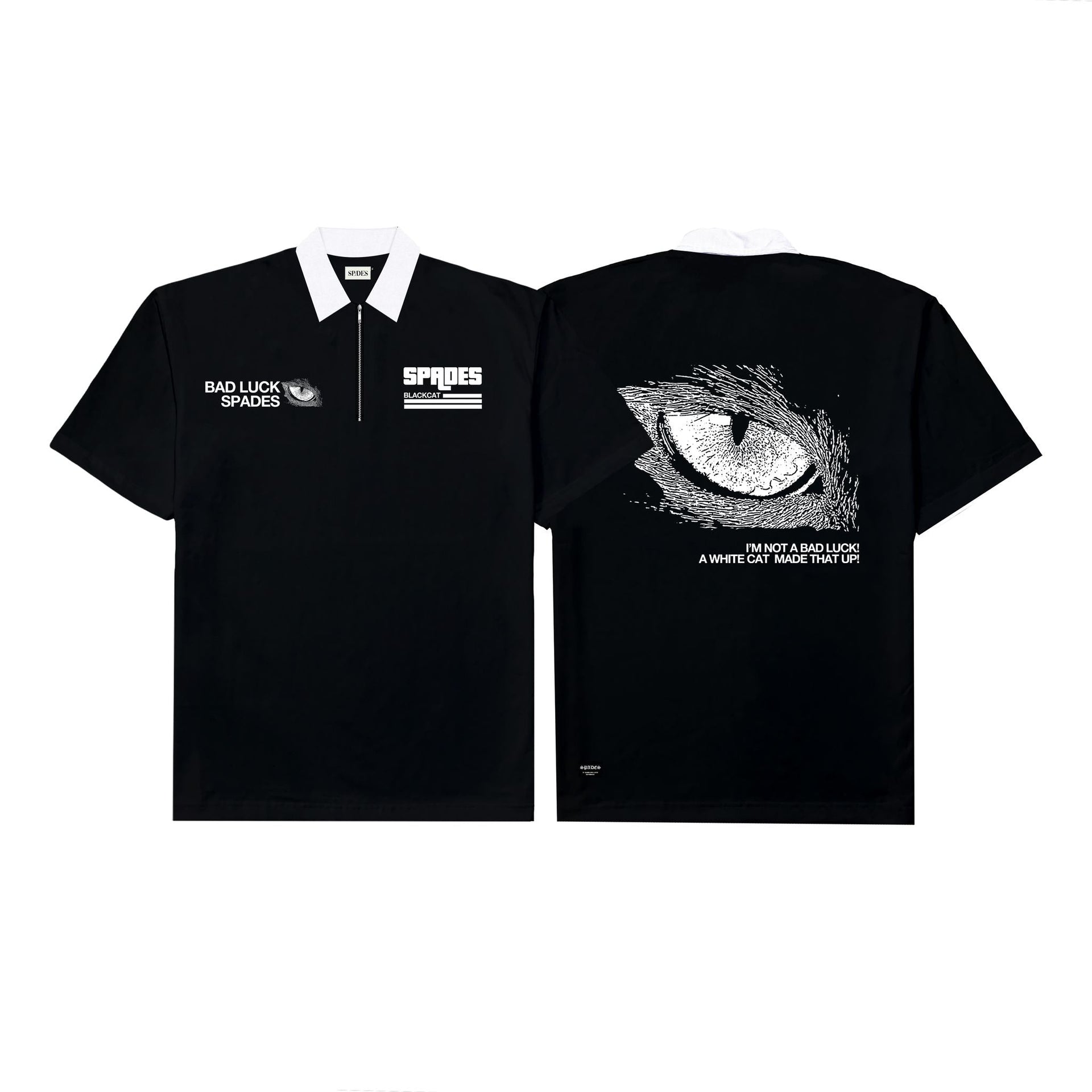 French Terry Quarter Zip Polo Crop  Visionaries Black SPADES