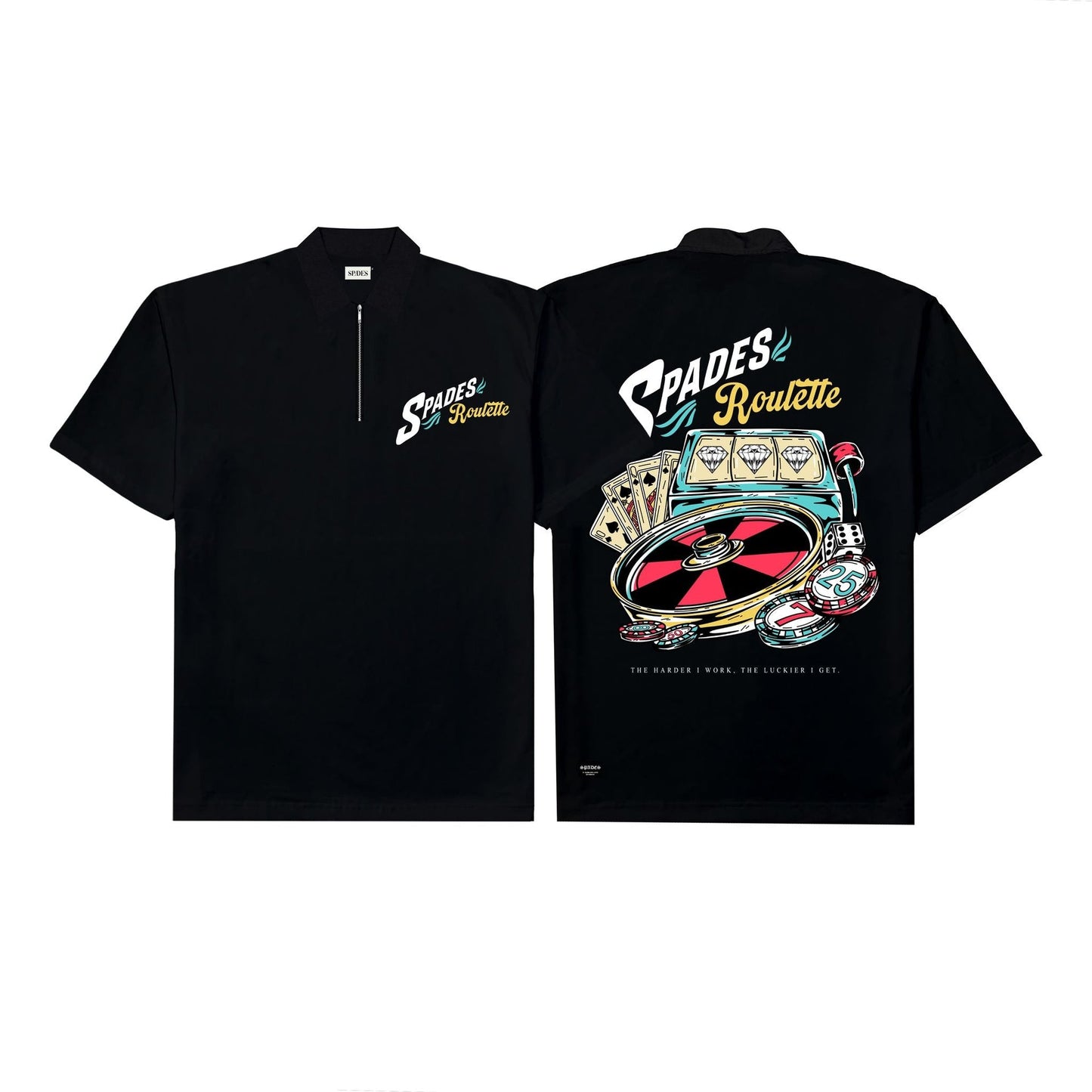 Spades Quarter Zip Polo Roulette Black SPADES