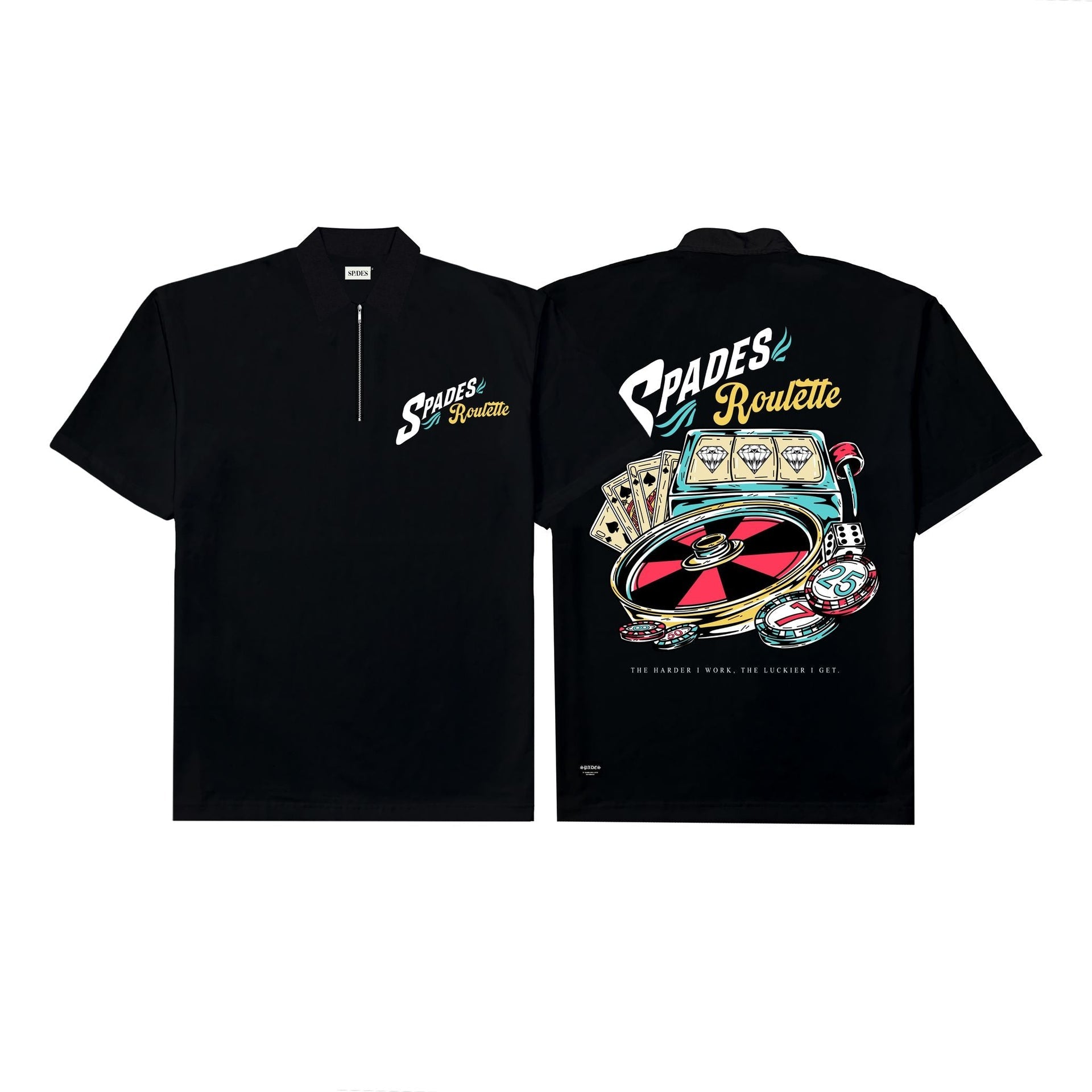 Spades Quarter Zip Polo Roulette Black SPADES
