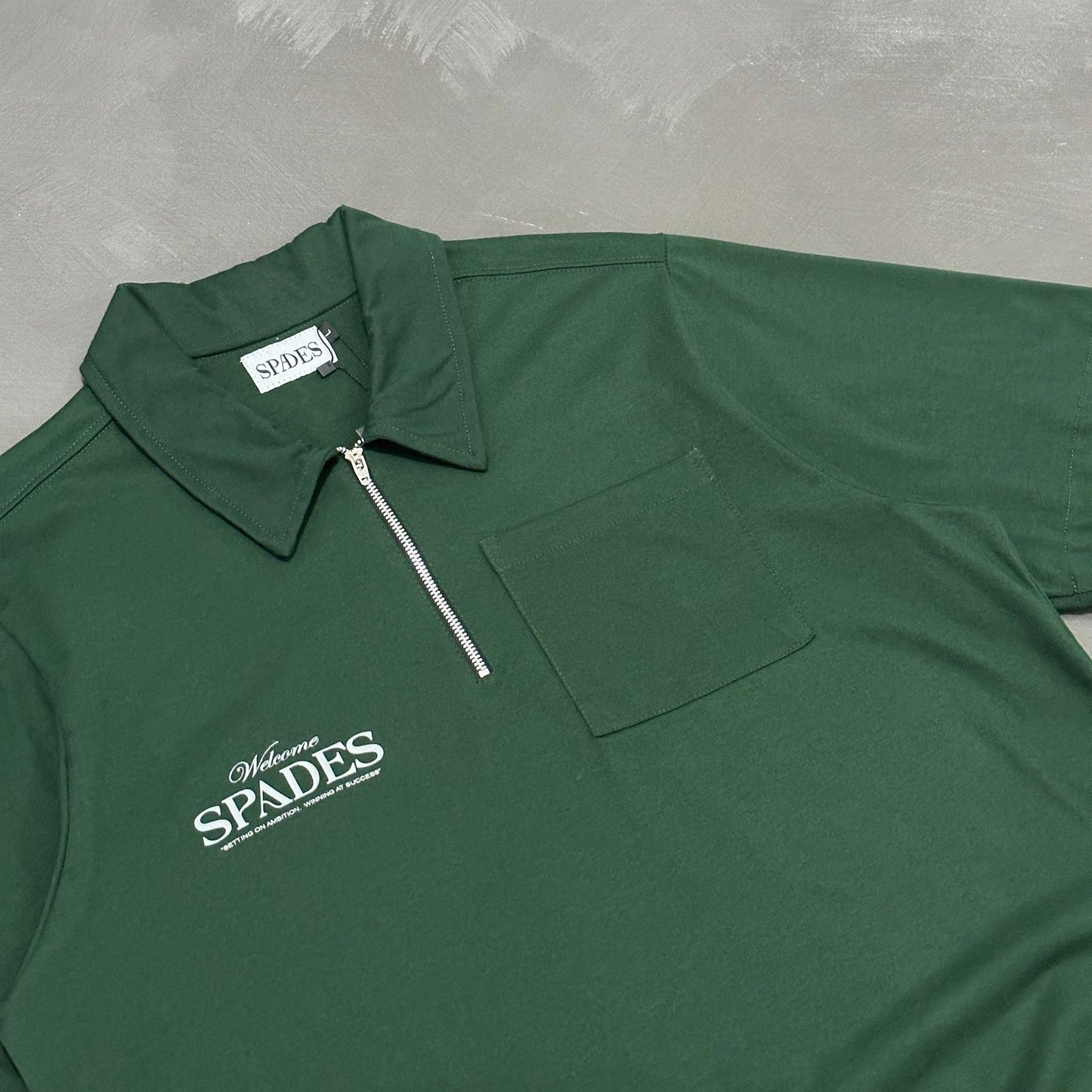 Spades Quarter Zip Polo Welcome Gamblers Moss SPADES