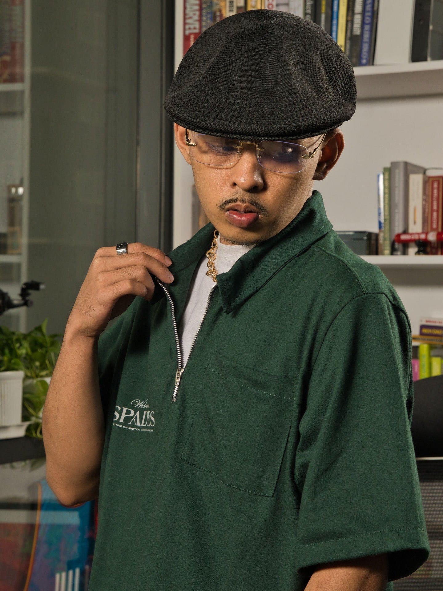 Spades Quarter Zip Polo Welcome Gamblers Moss SPADES