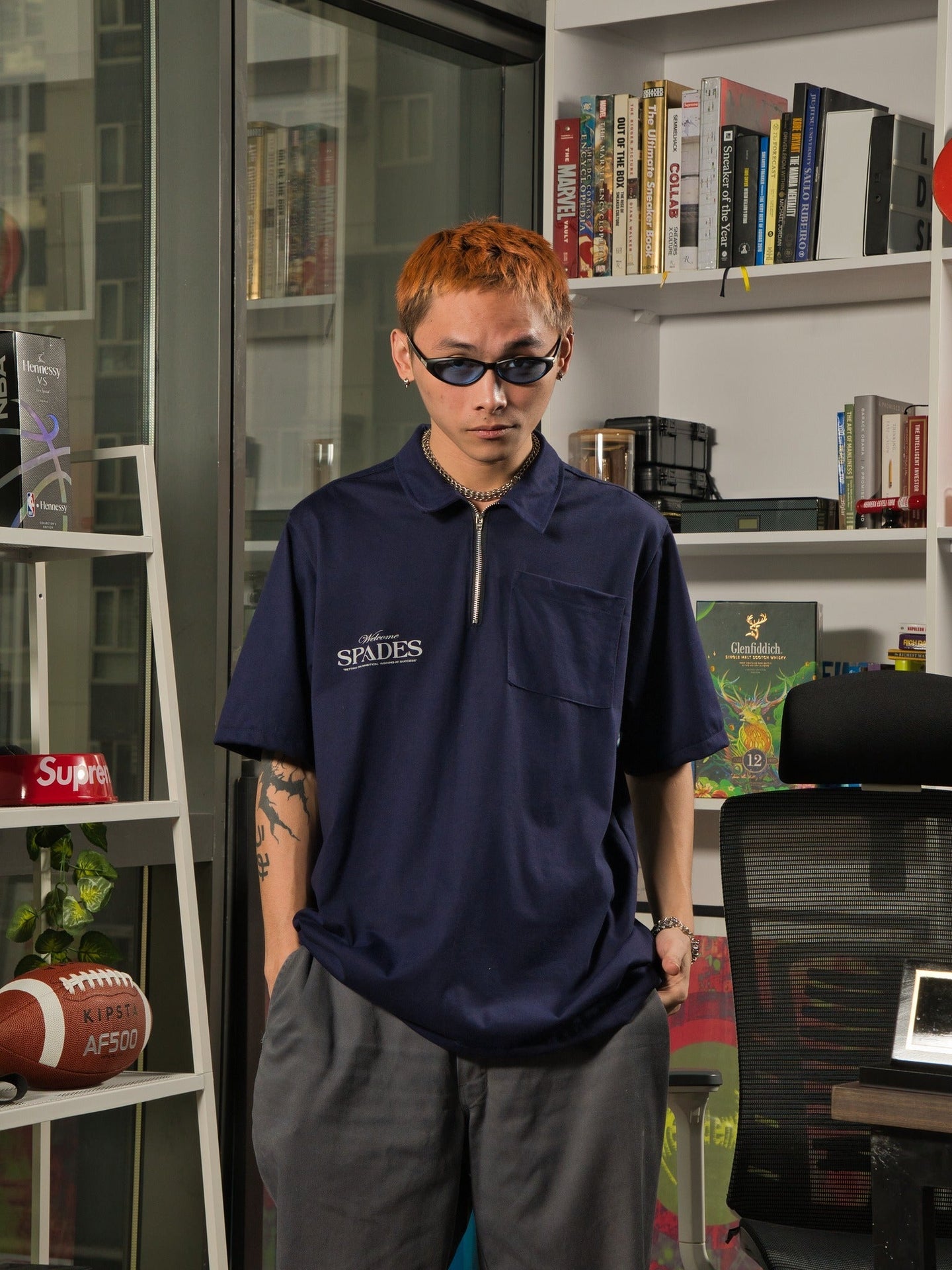 Spades Quarter Zip Polo Welcome Gamblers Navy Blue SPADES