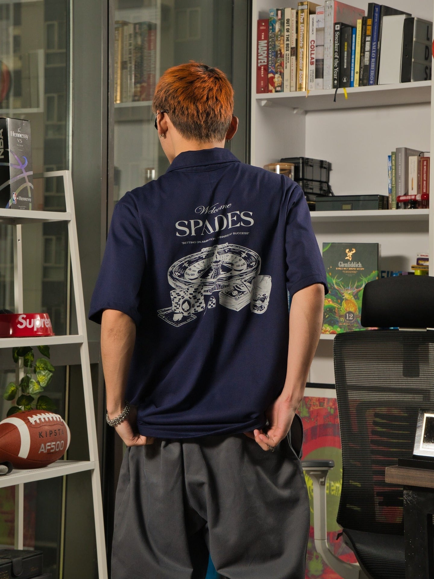 Spades Quarter Zip Polo Welcome Gamblers Navy Blue SPADES