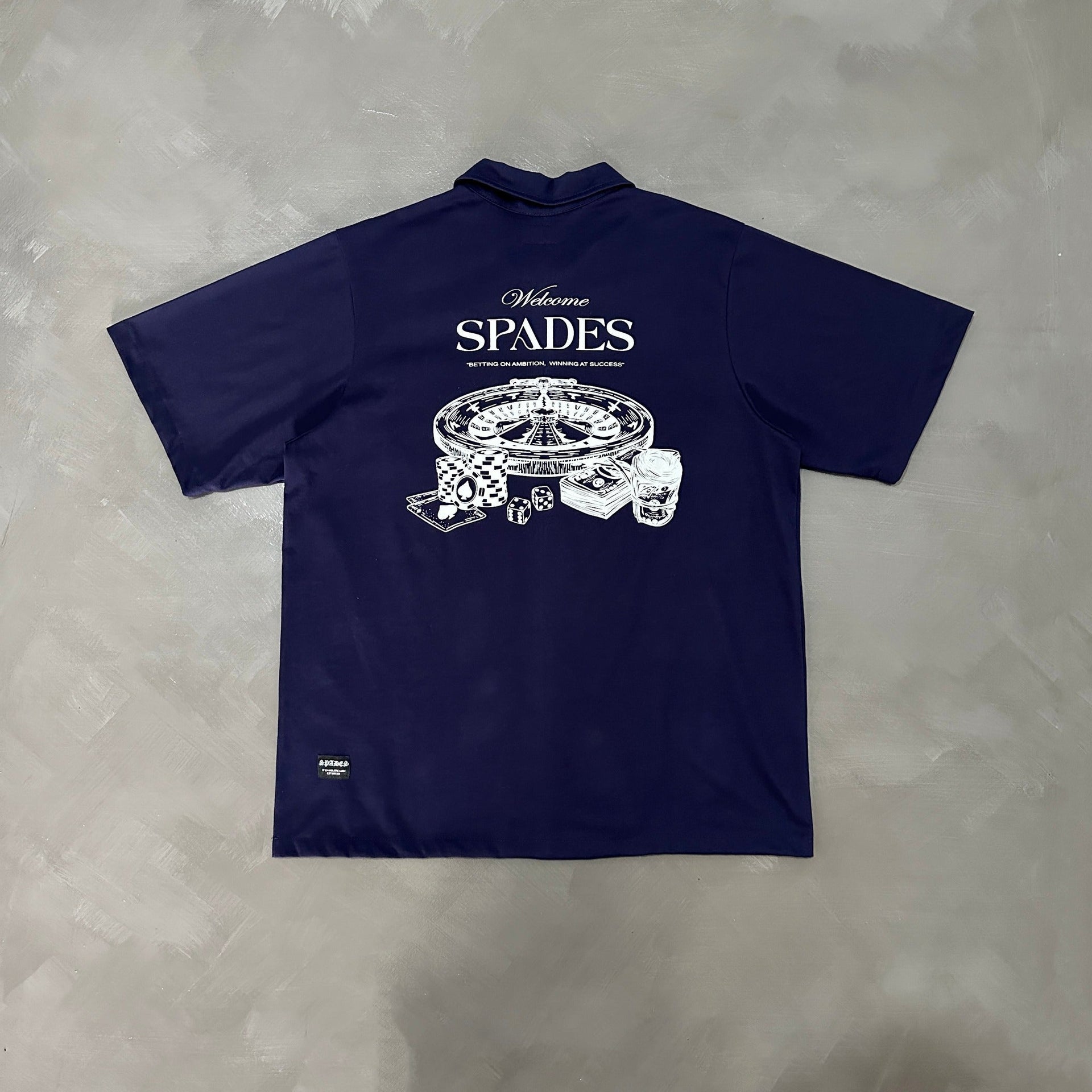 Spades Quarter Zip Polo Welcome Gamblers Navy Blue SPADES