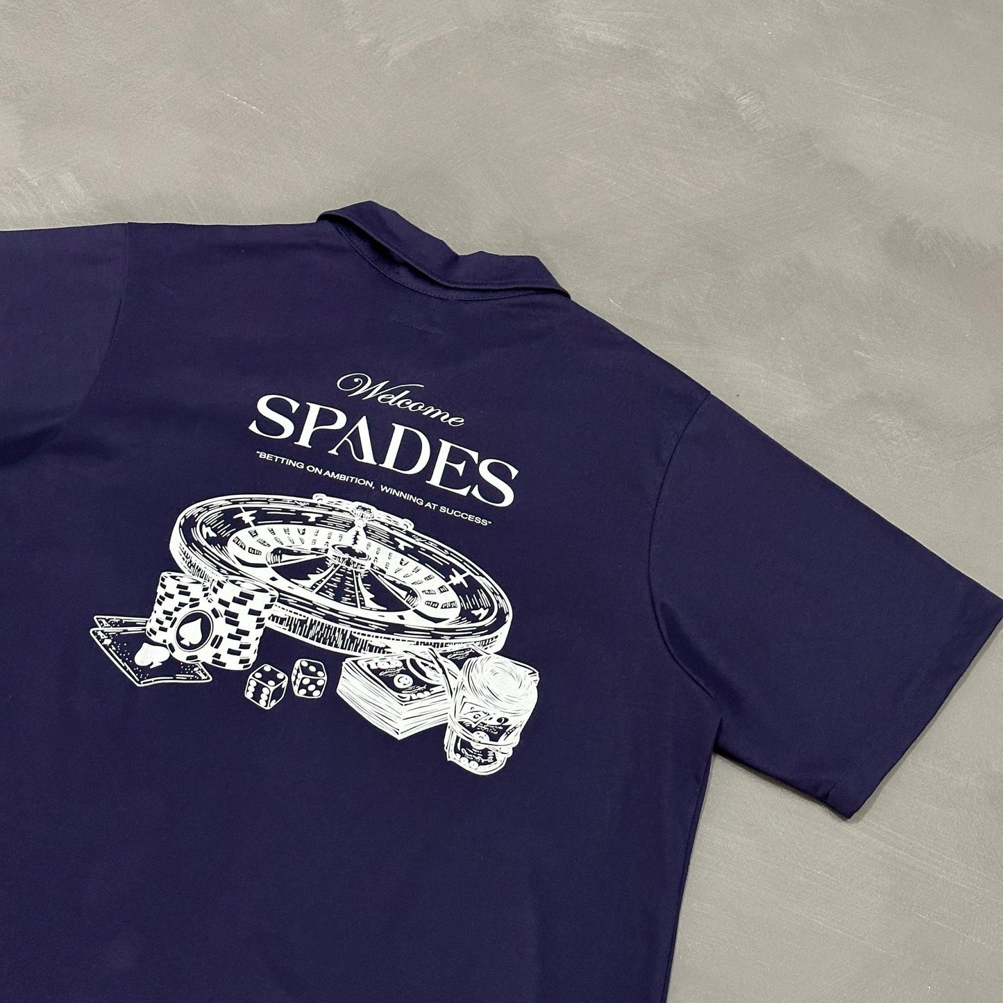 Spades Quarter Zip Polo Welcome Gamblers Navy Blue SPADES