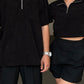 Corduroy  Quarter Zip Polo Shirt  Black SPADES