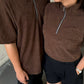 Corduroy  Quarter Zip Polo Shirt Choco Brown SPADES