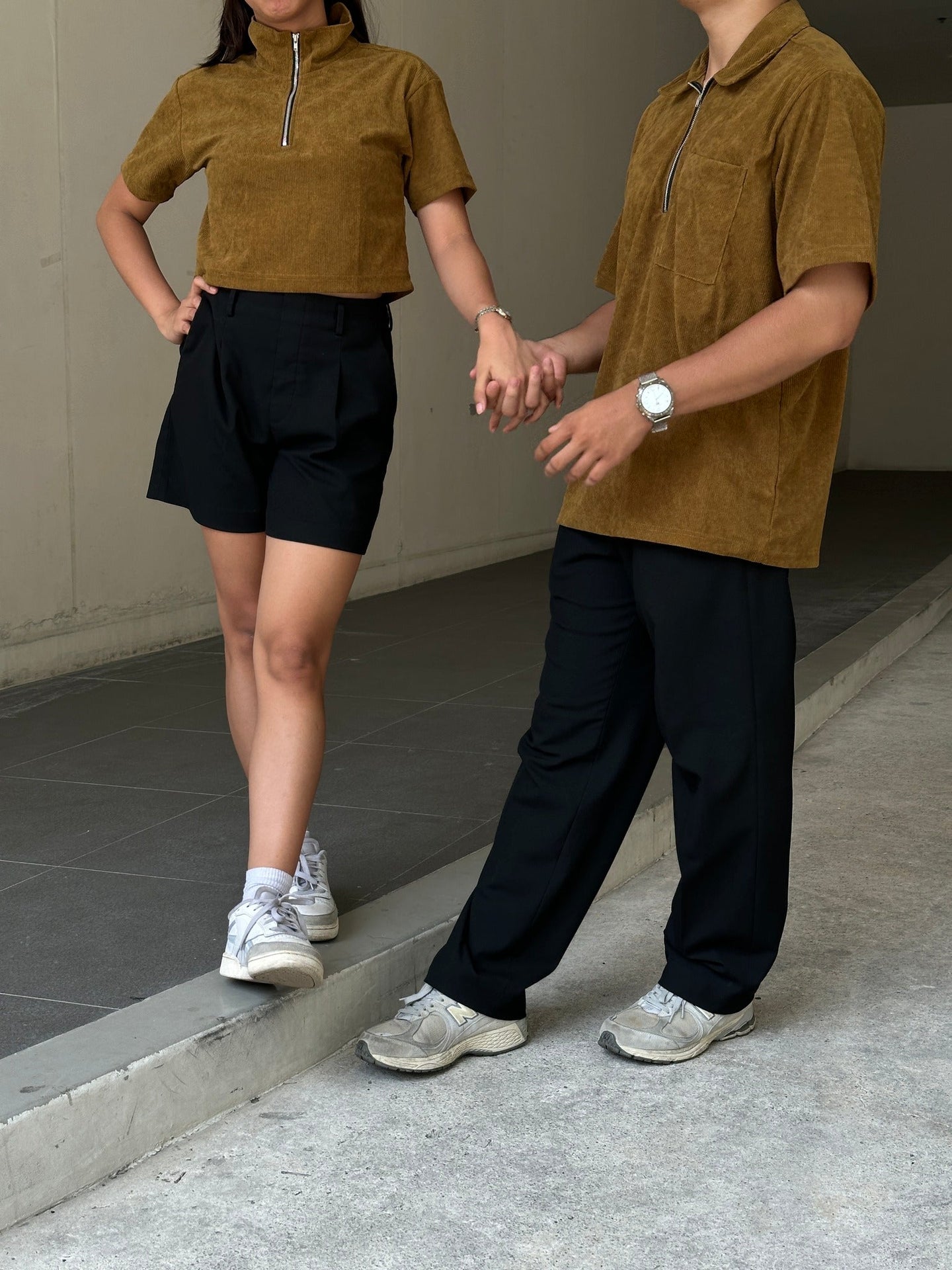 Corduroy  Quarter Zip Polo Shirt Carmel SPADES