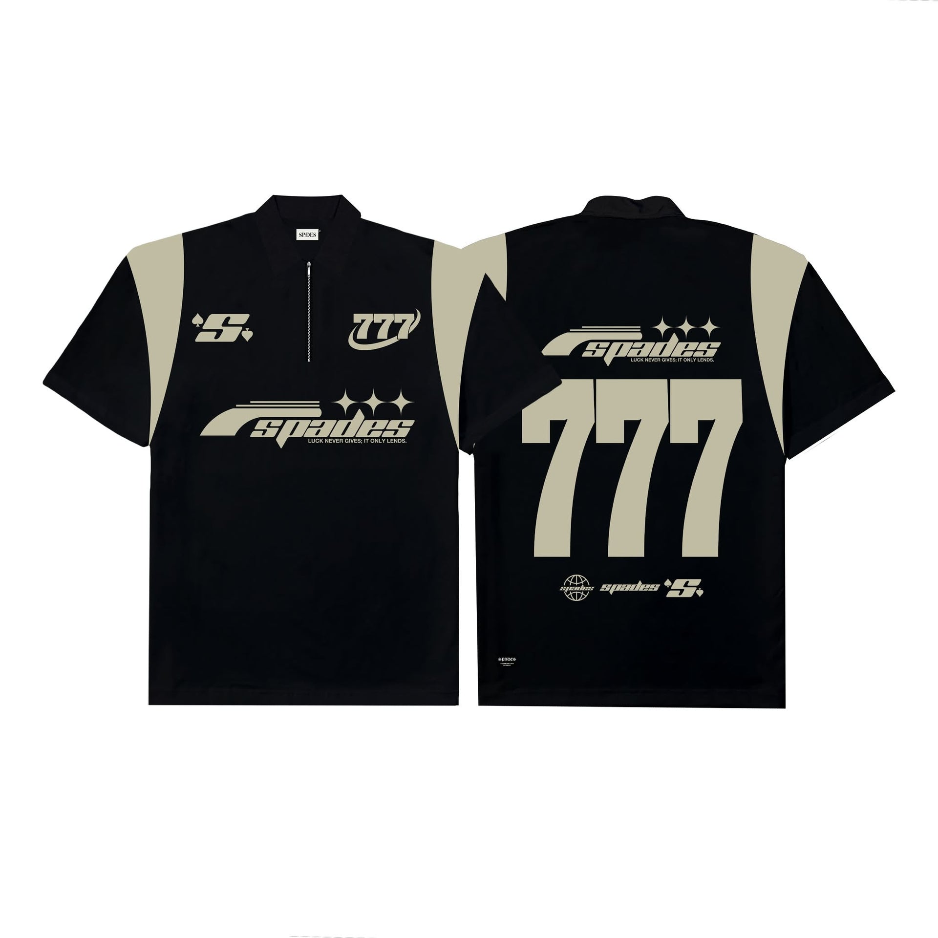 Lucky 777 Polo Zip Boxy Crop SPADES