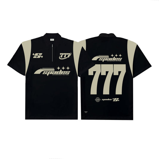 Lucky 777 Polo Zip Boxy Crop SPADES