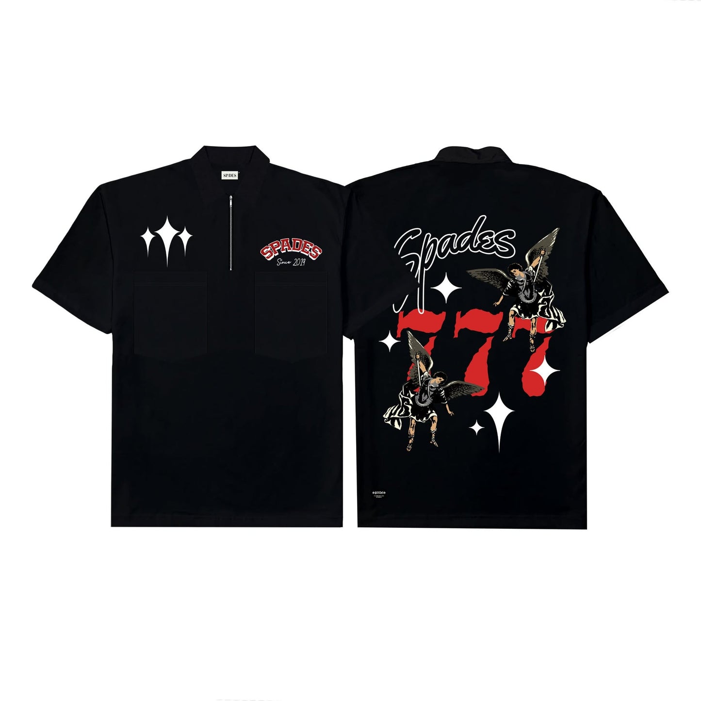 777 Angel Polo Zip Boxy Crop
