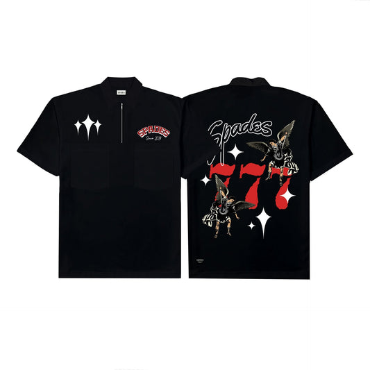 777 Angel Polo Zip Boxy Crop SPADES