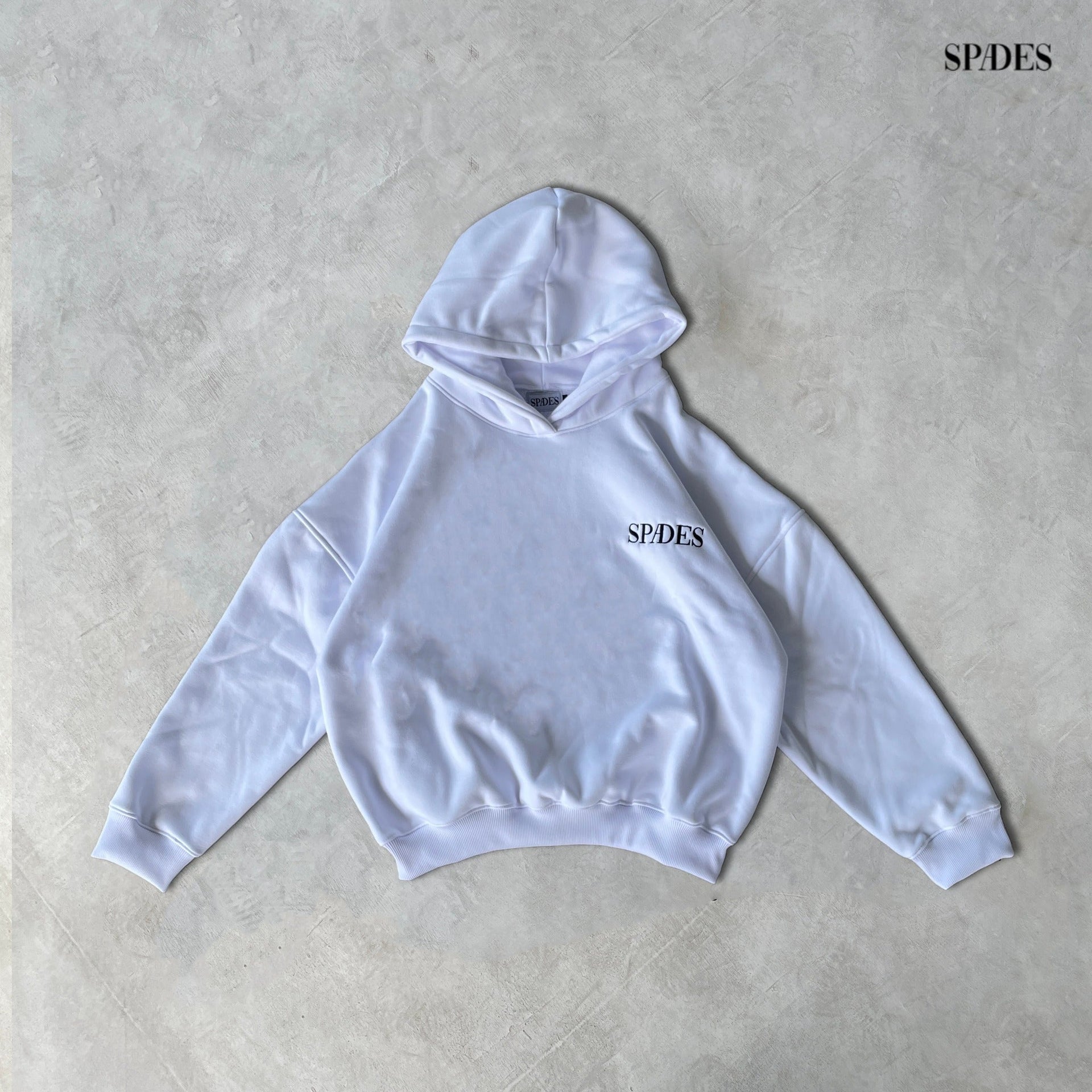 Spades Monochrome Embro Logo Hoodie White SPADES