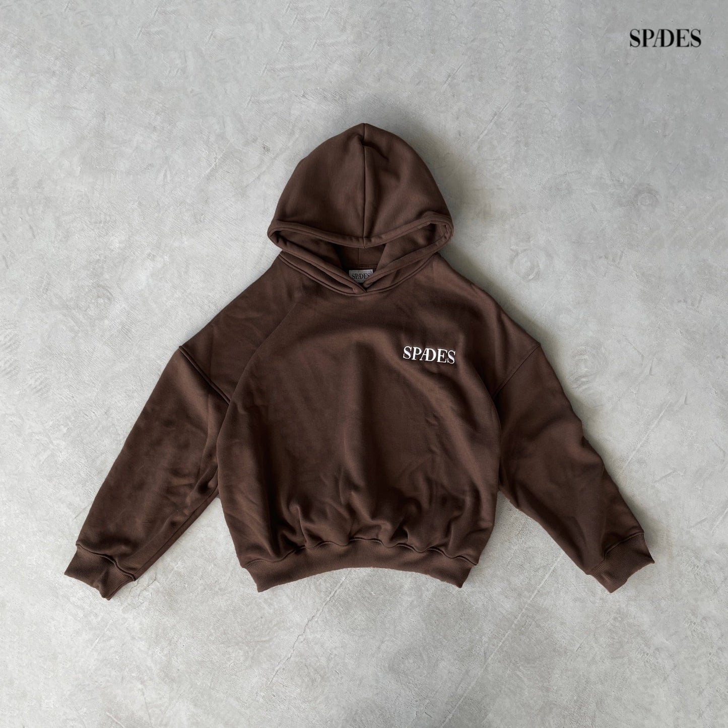 Spades Monochrome Embro Logo Boxy  Hoodie Choco Brown SPADES