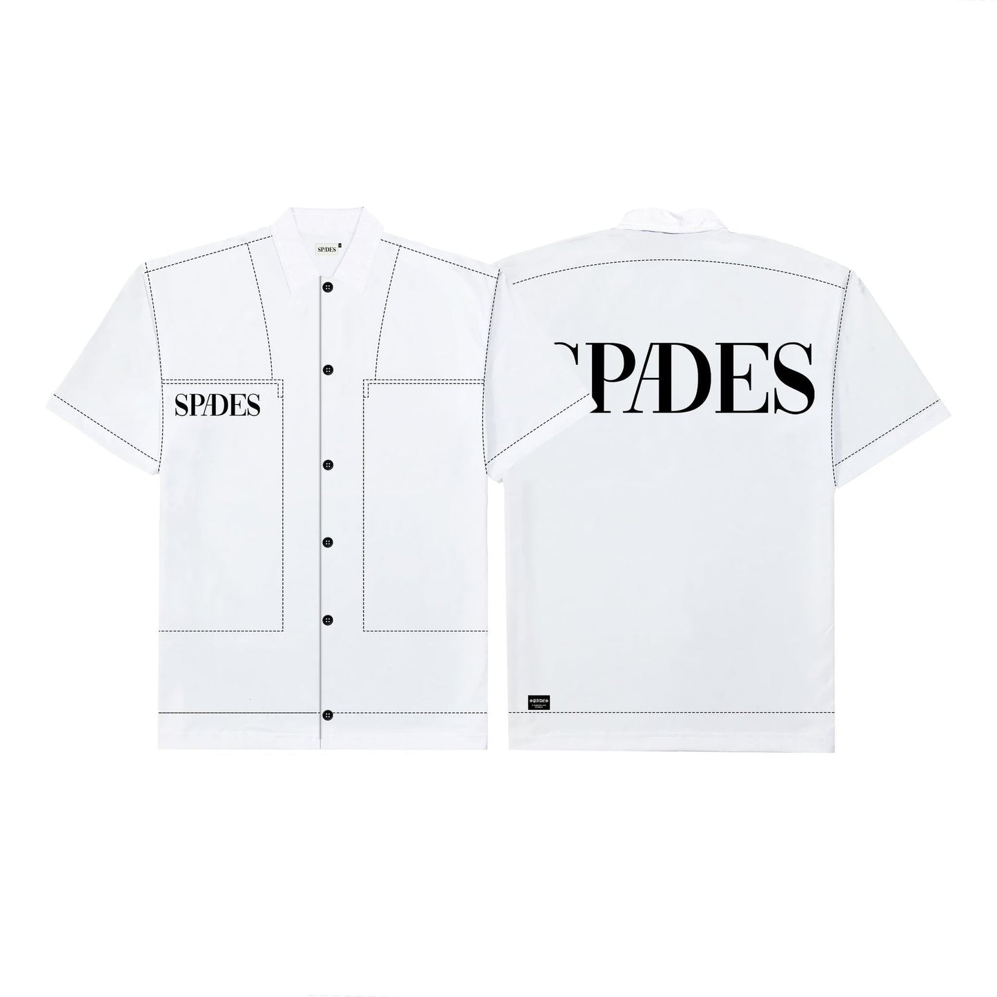 Spades Street Utility Full Button Polo White SPADES
