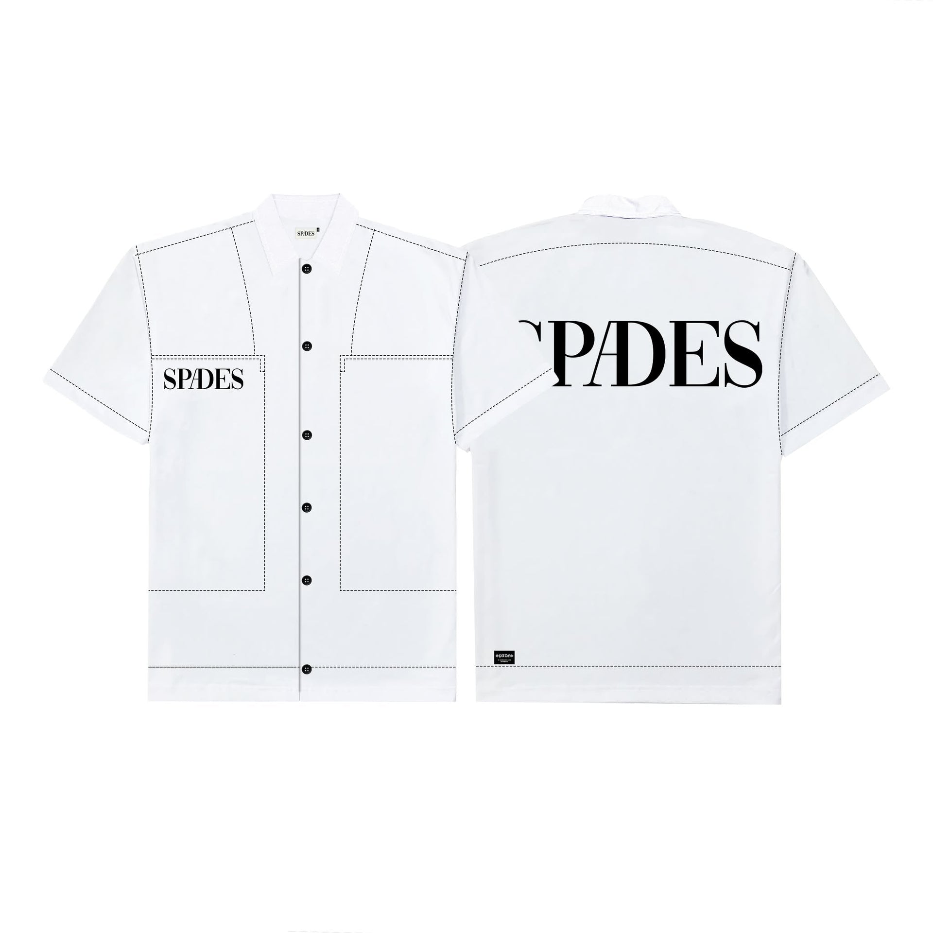 Spades Street Utility Full Button Polo White SPADES