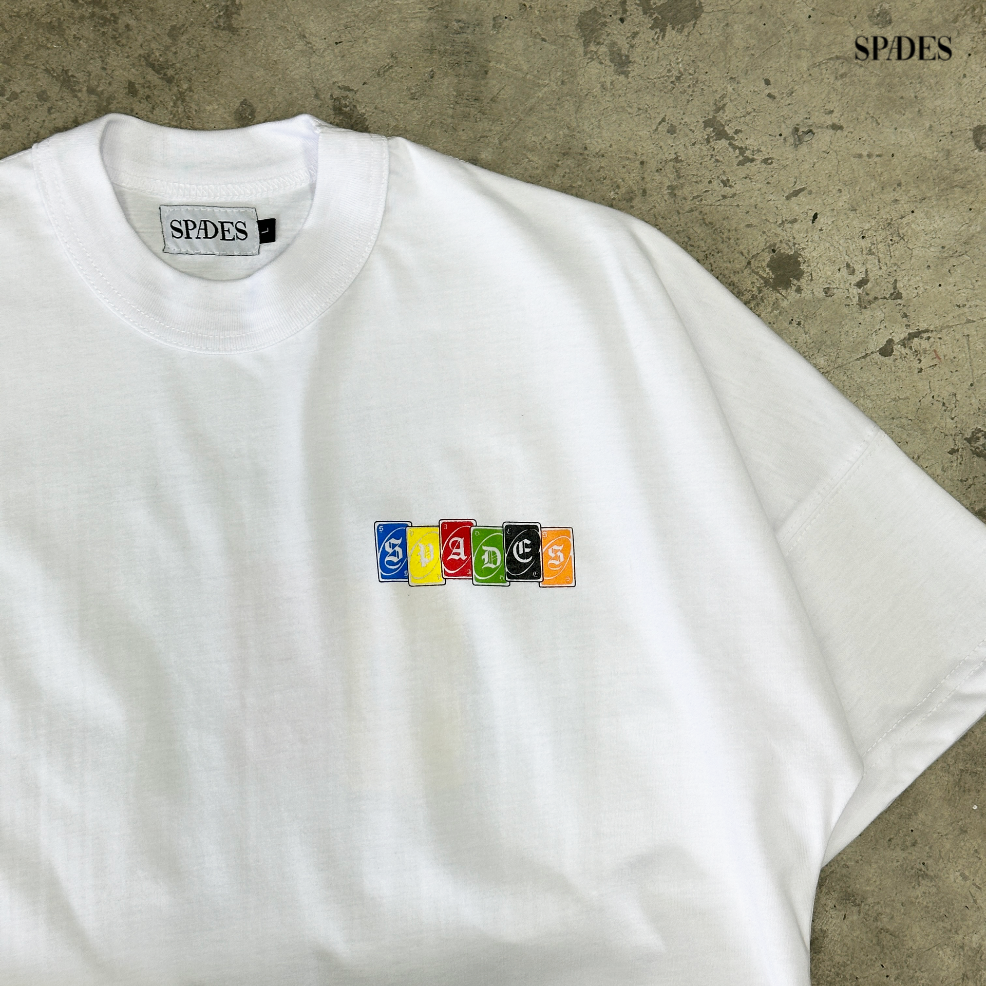 Play to Win Boxy Crop Tee White SPADES