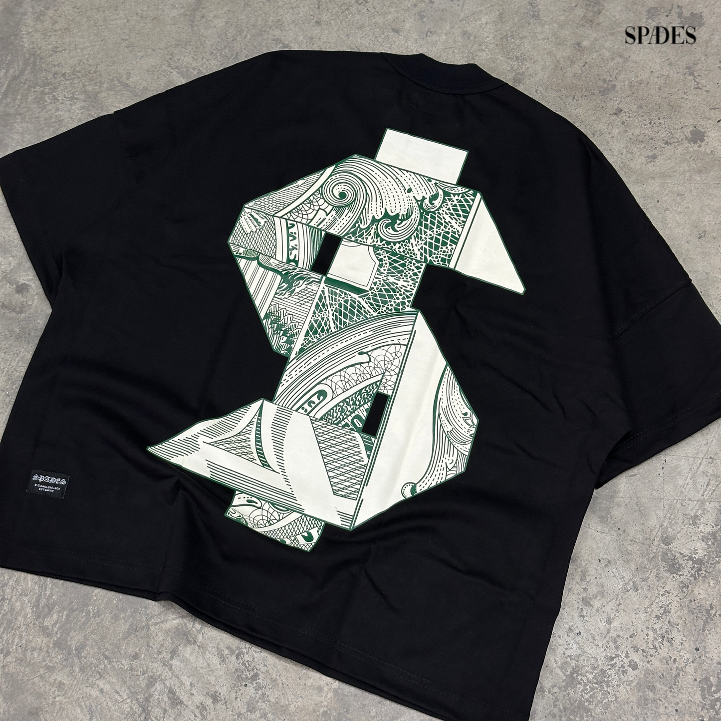 Cash Rules Boxy Crop Tee Black SPADES