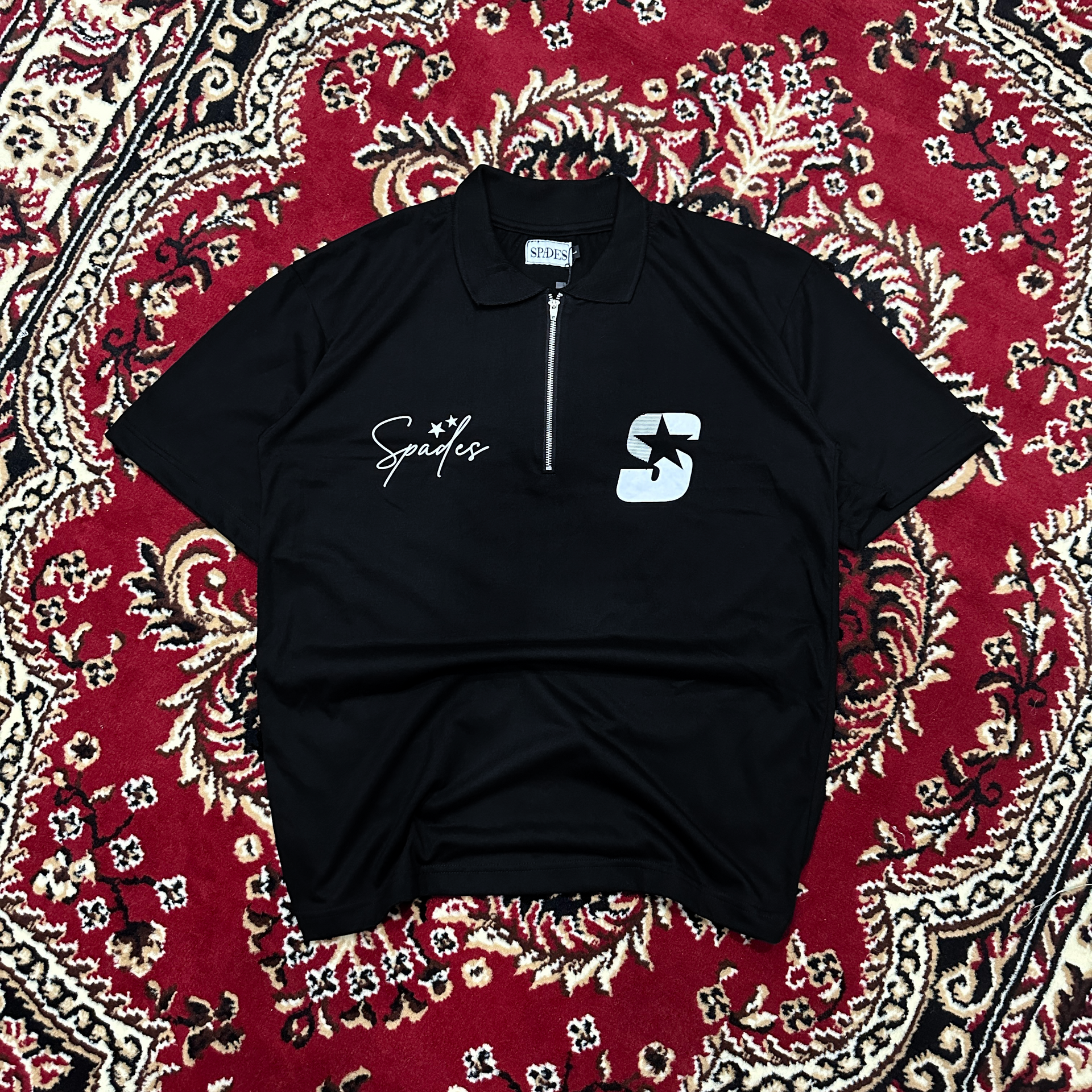 Spades Quarter Zip Polo Signature Black SPADES