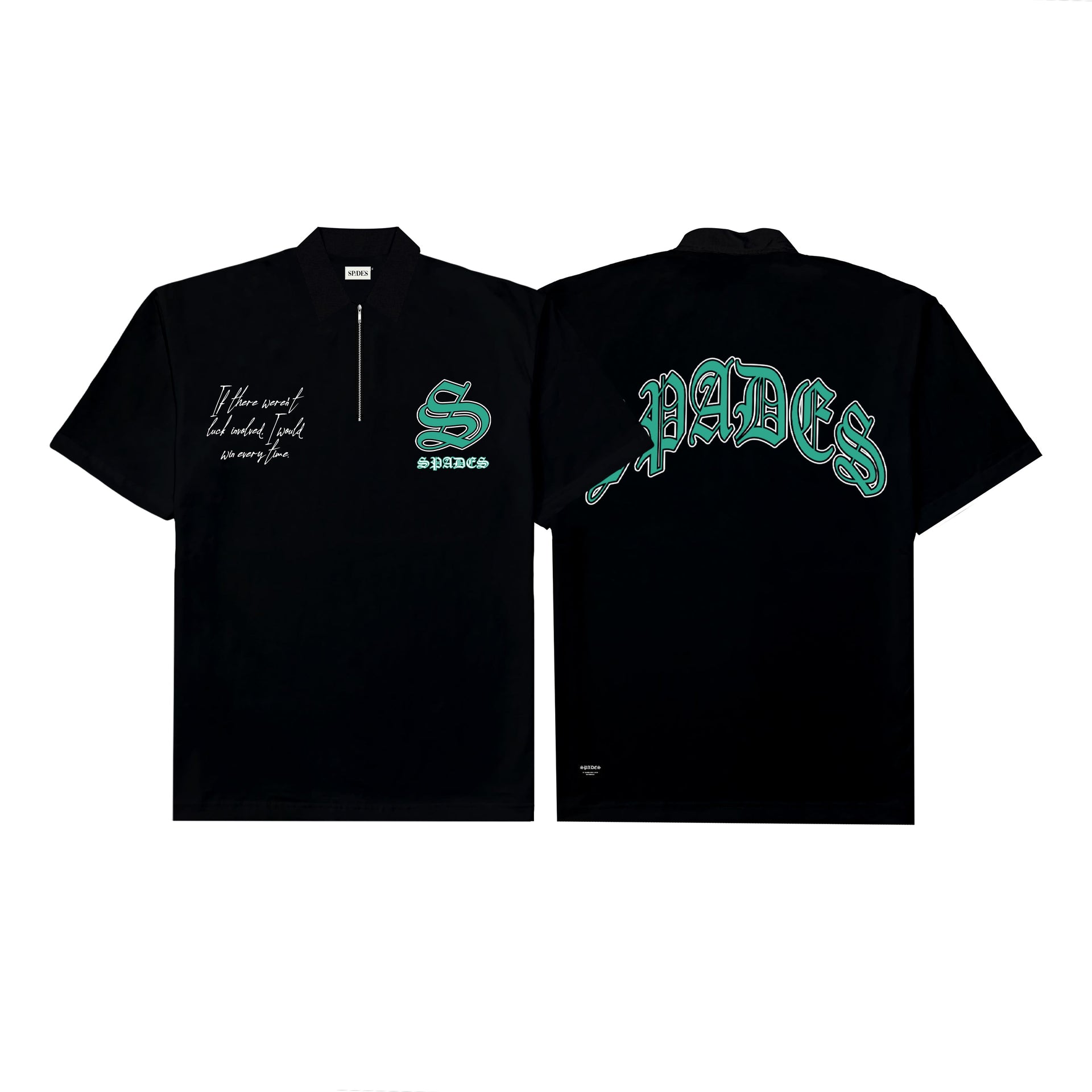 Spades Quarter Zip Polo Bigger Wins Black SPADES