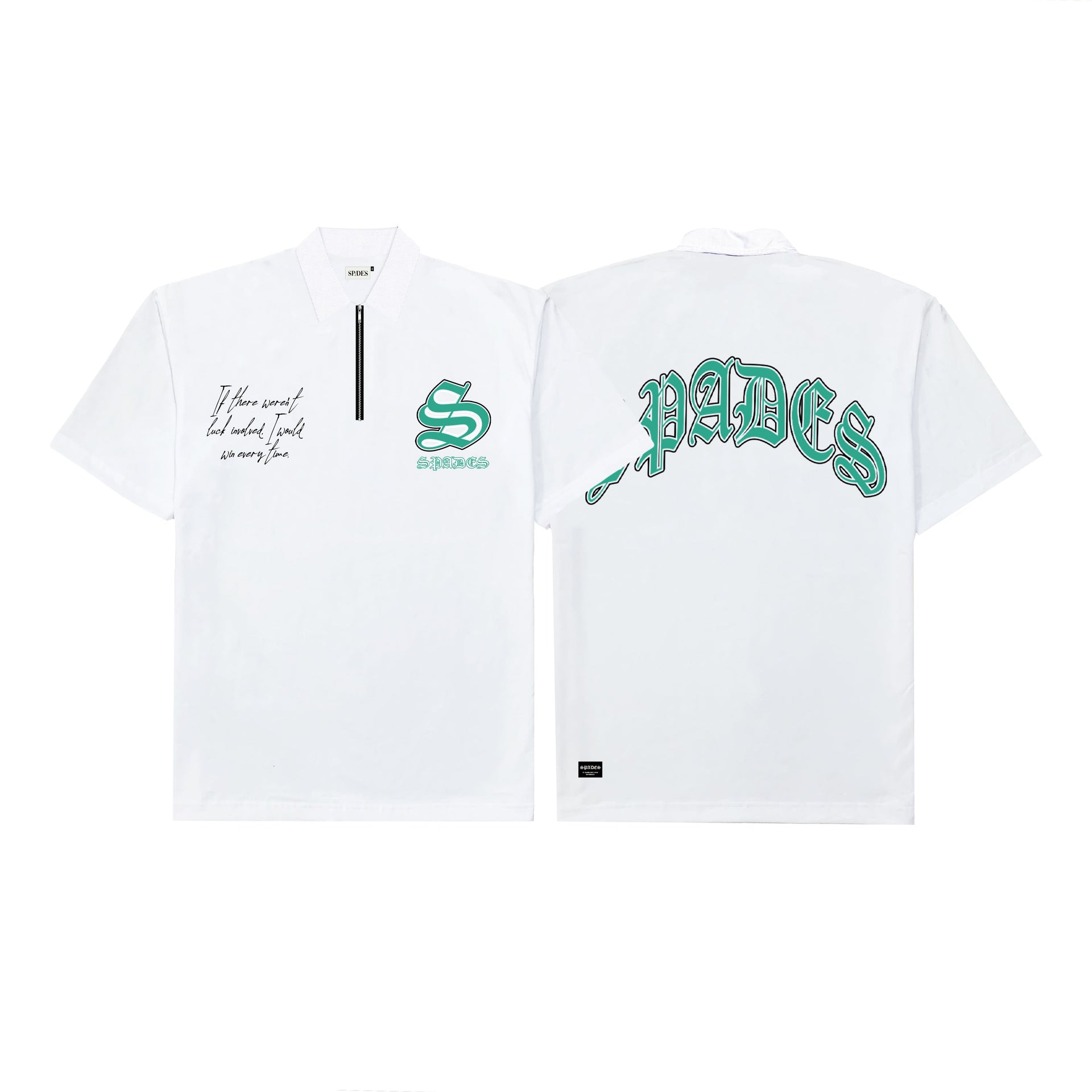 Spades Quarter Zip Polo Bigger Wins White SPADES