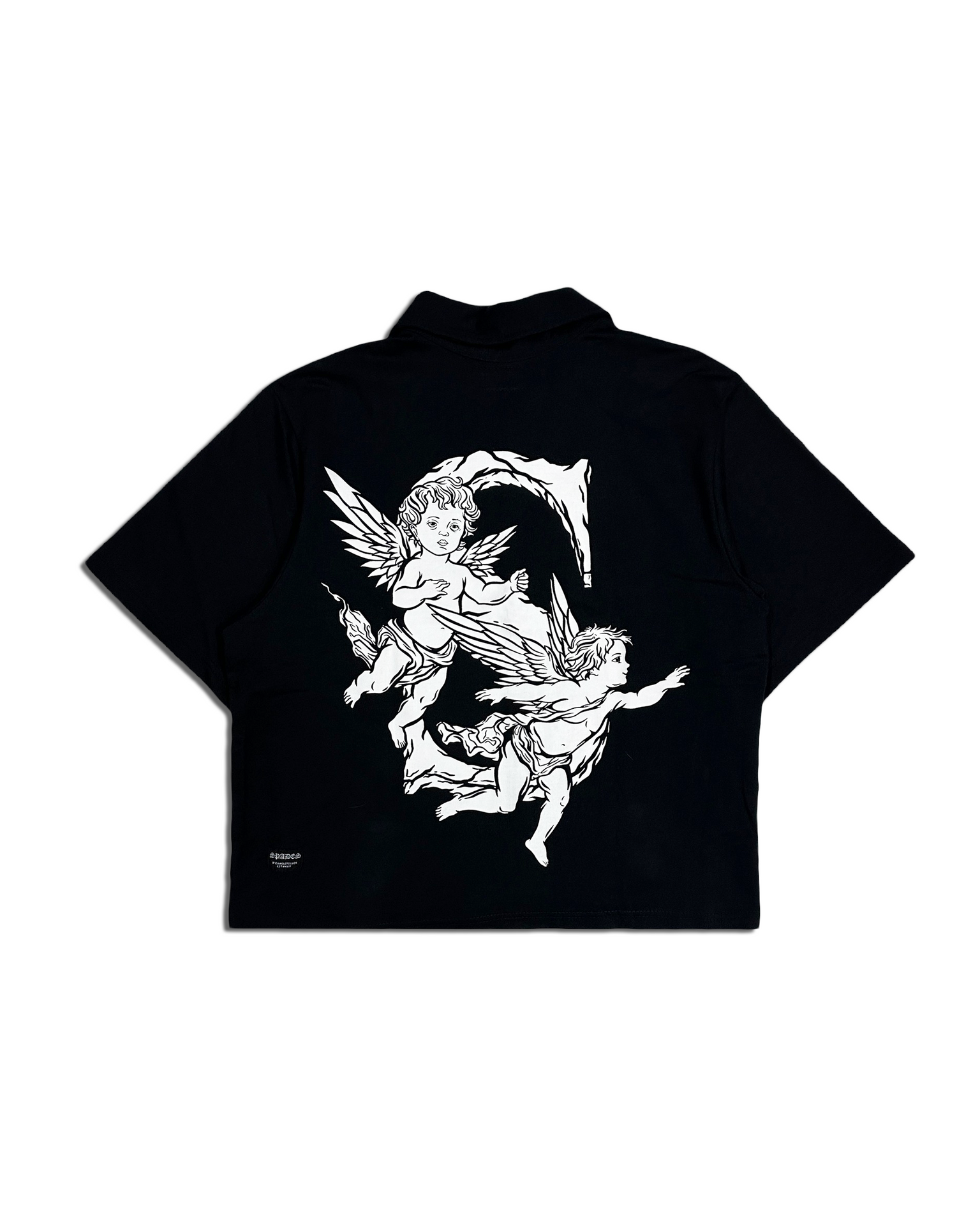 Angelic Descent Polo Boxy Crop Black French Terry SPADES